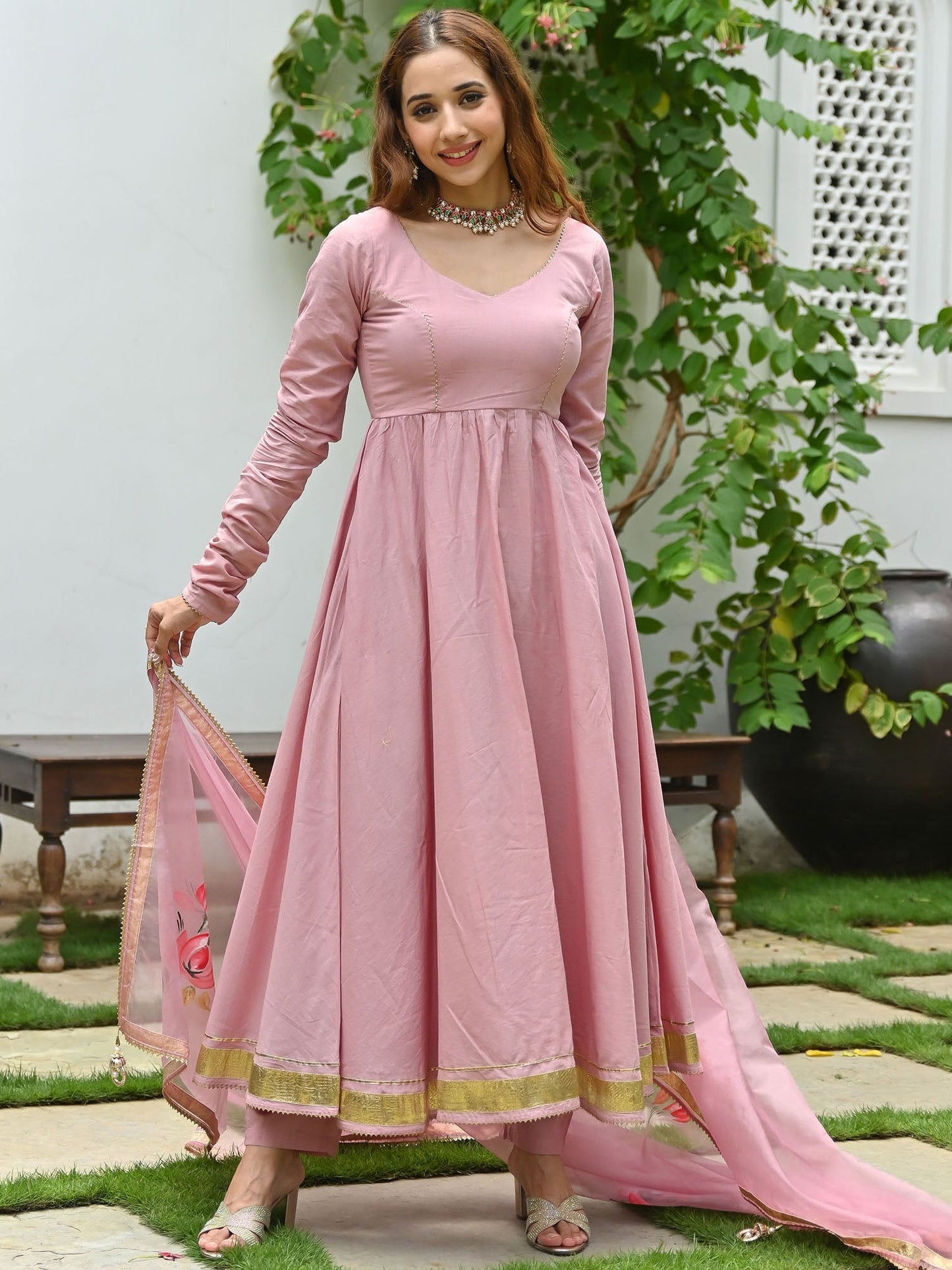 Onion Pink Hand Paint Organza Set