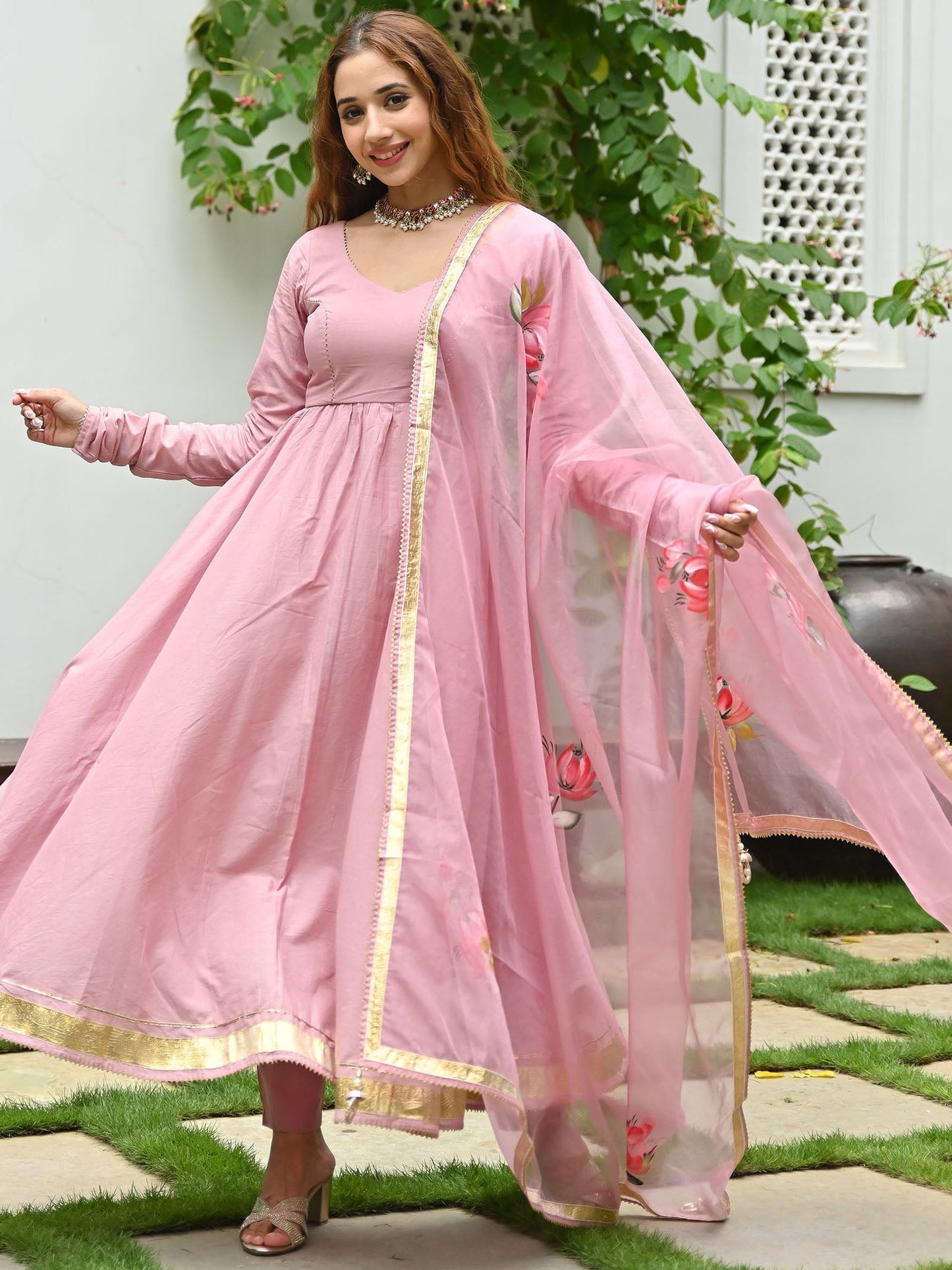 Onion Pink Hand Paint Organza Set