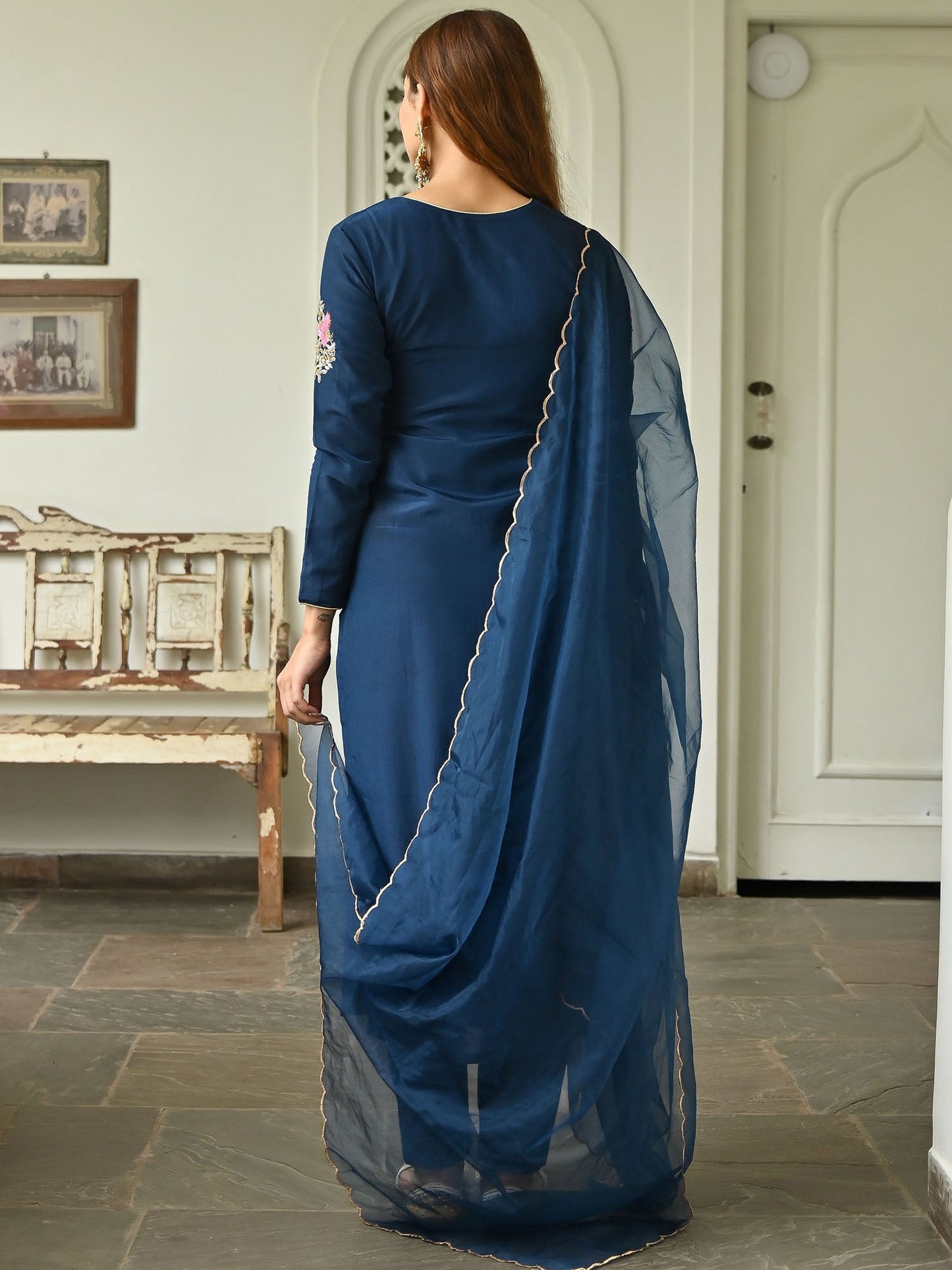 Navy Blue Handwork Kurta Set