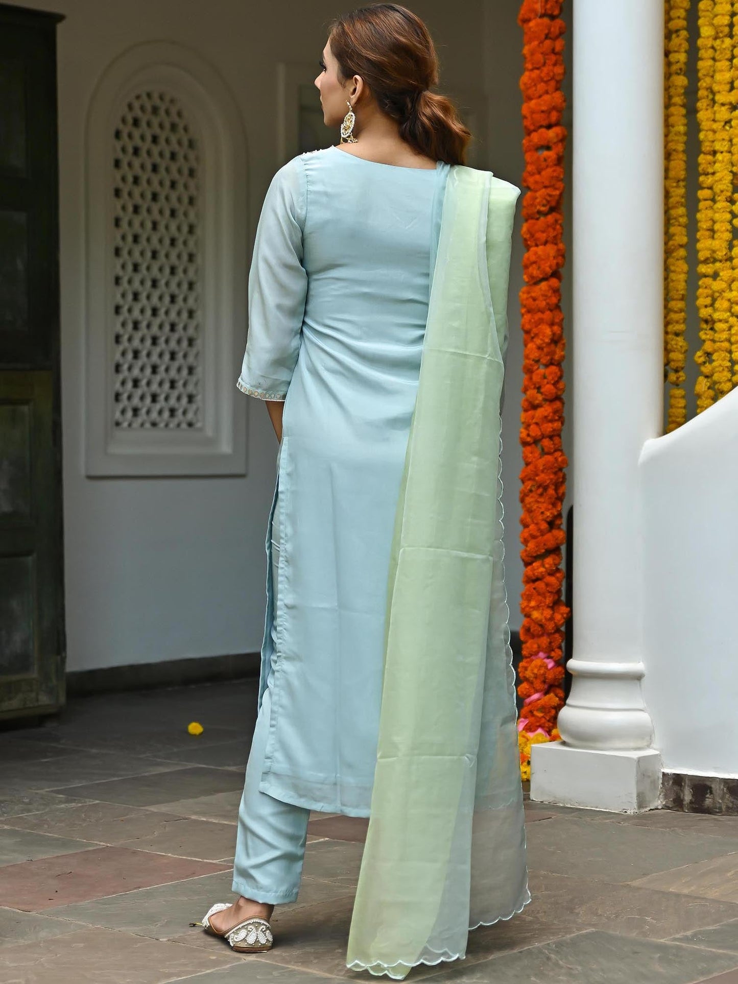 Blue Embroidered Kurta Set