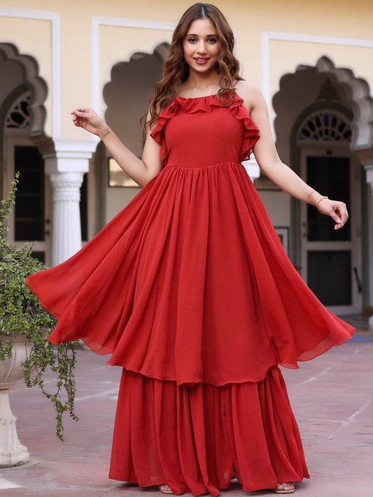 Rust Flared Dress
