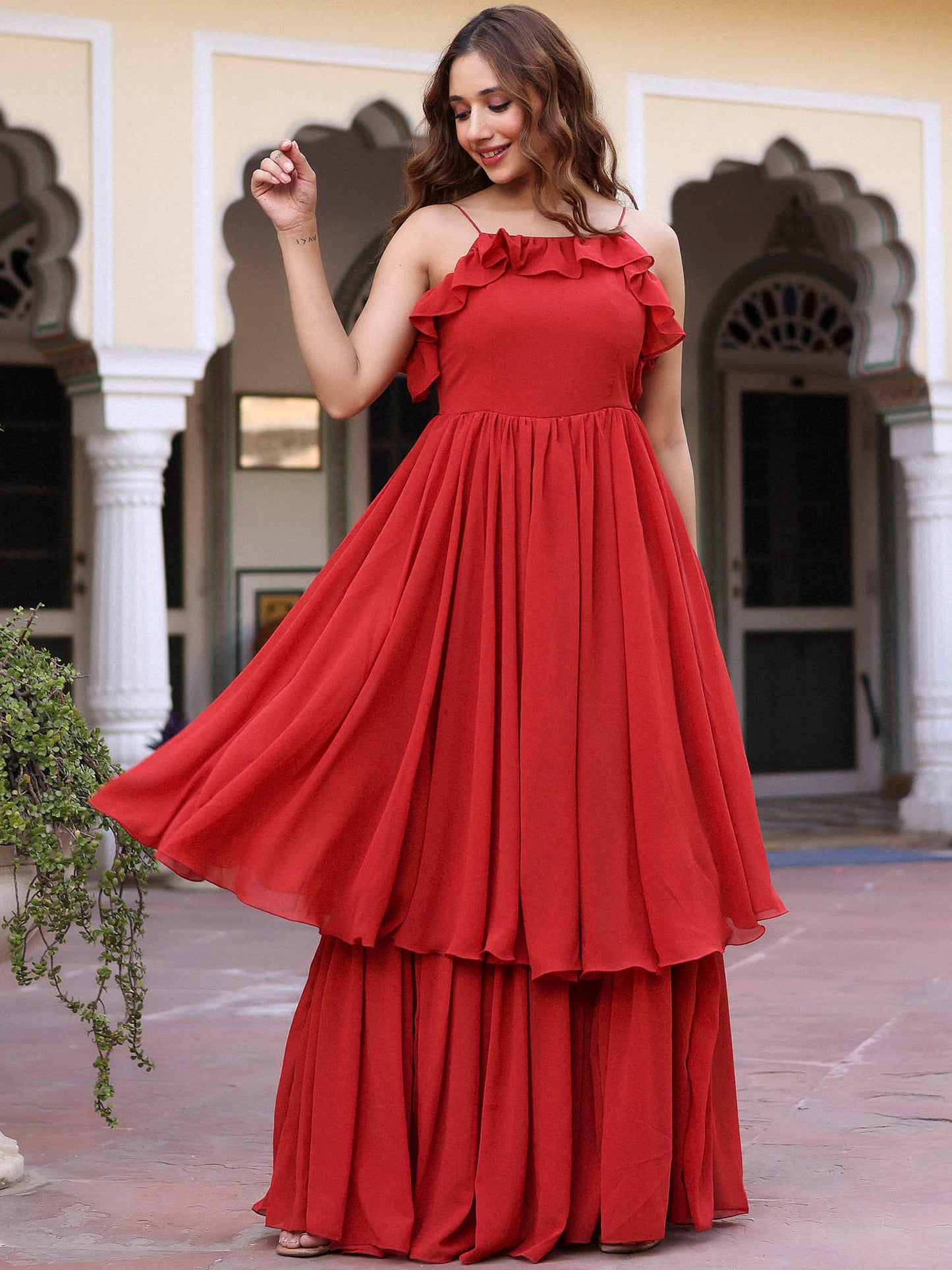 Rust Flared Dress