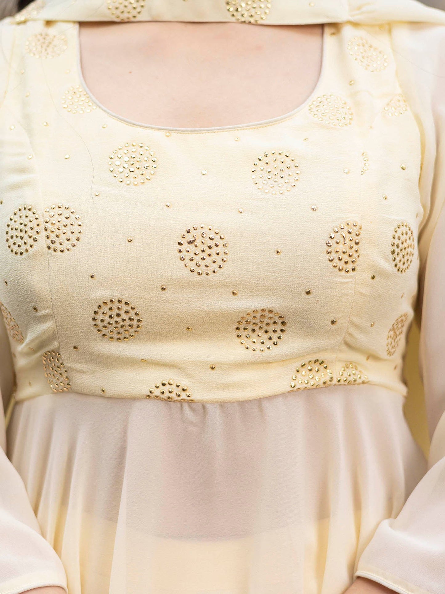 Lemon Yellow Mukaish Anarkali Set