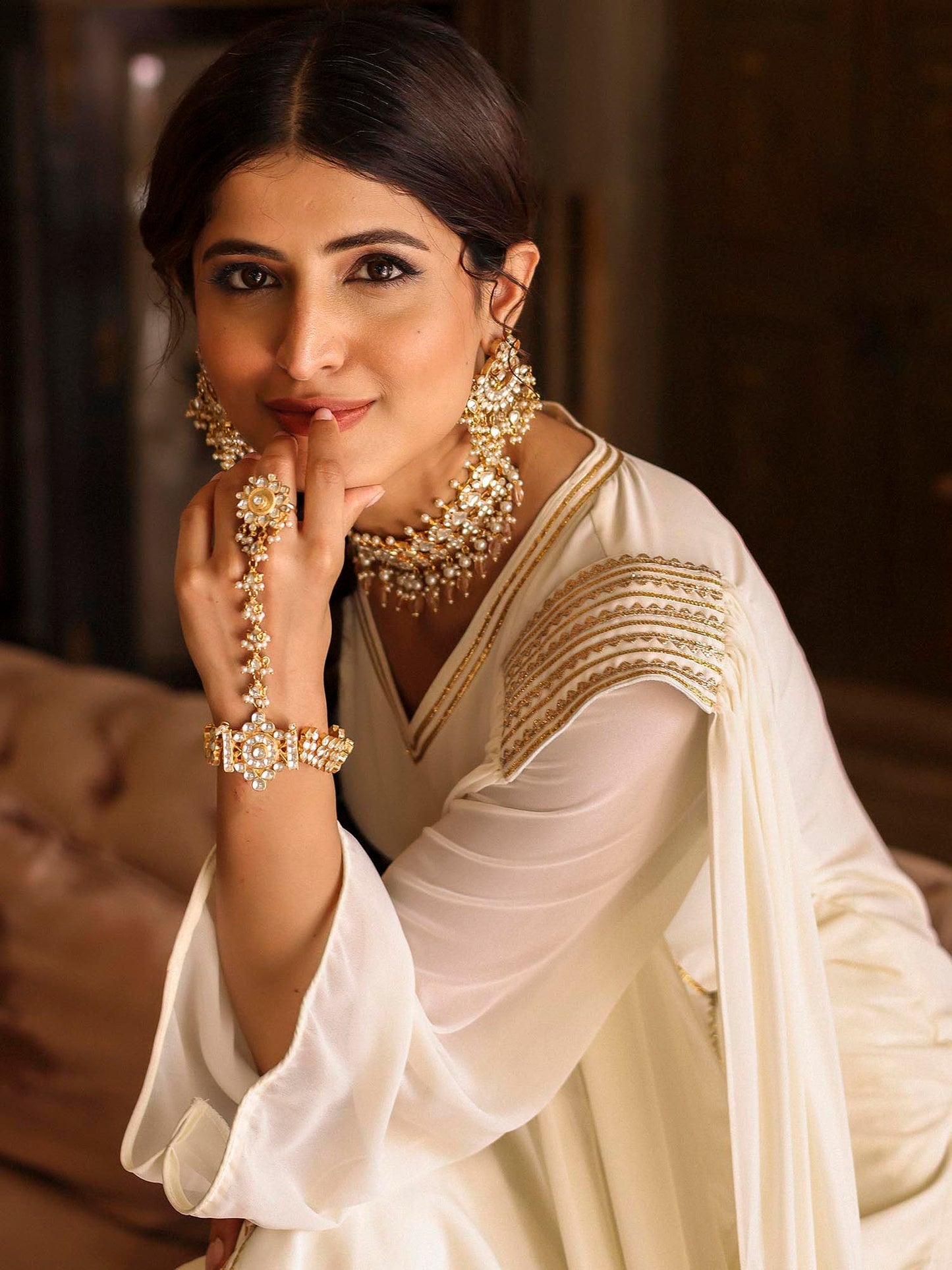 OFF WHITE KURTA SHARARA SET