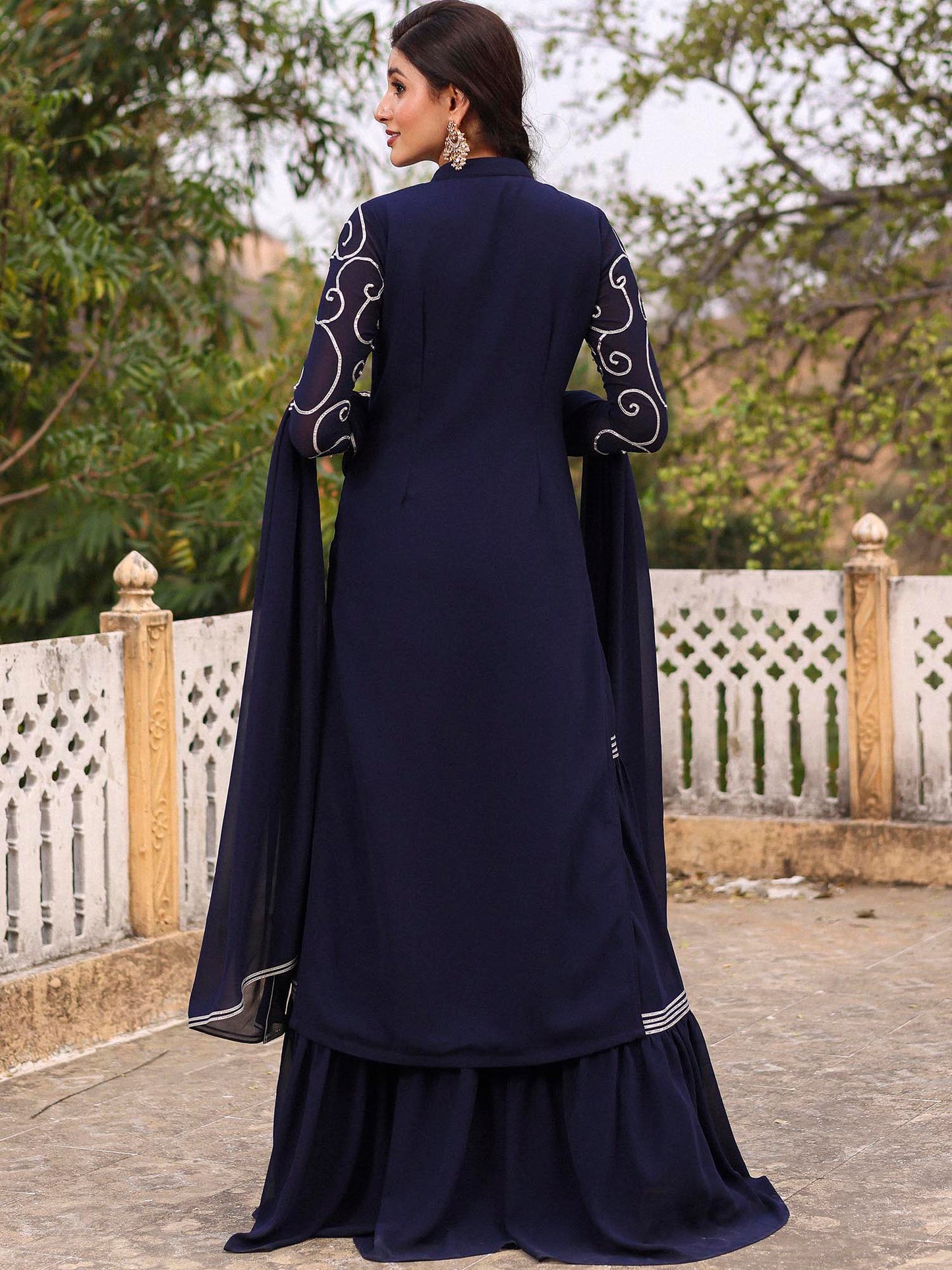 NAVY BLUE KURTA SHARARA SET