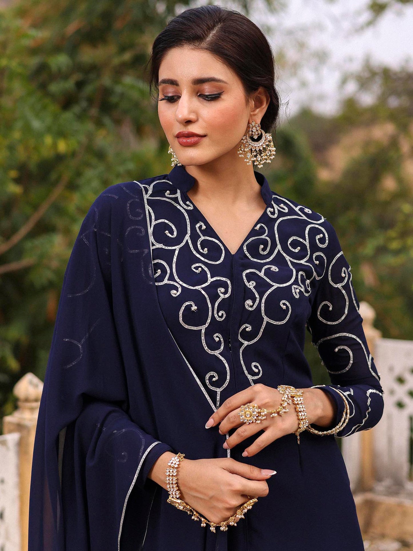 NAVY BLUE KURTA SHARARA SET