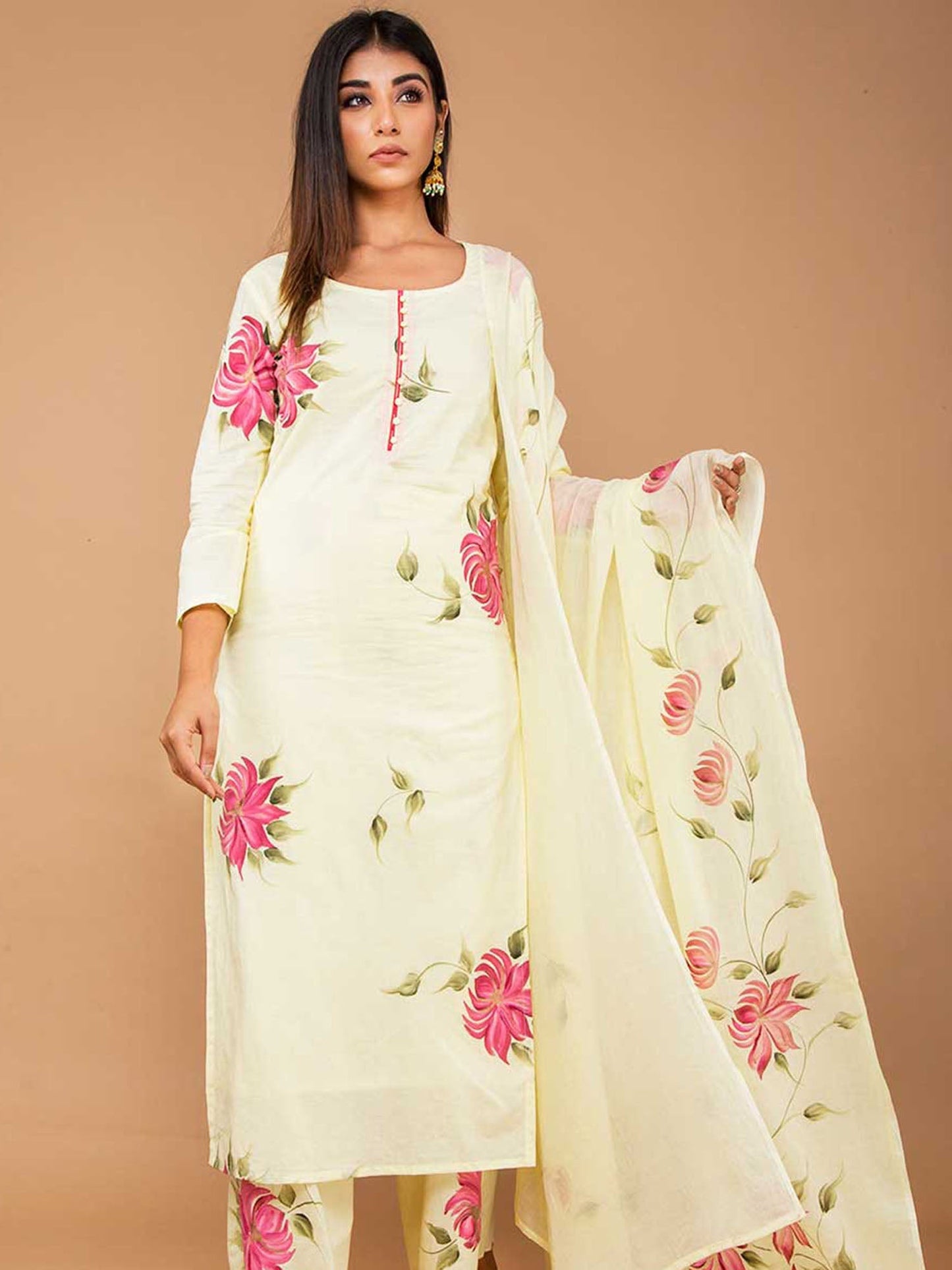 Yellow Hand Paint Kurta Pant
