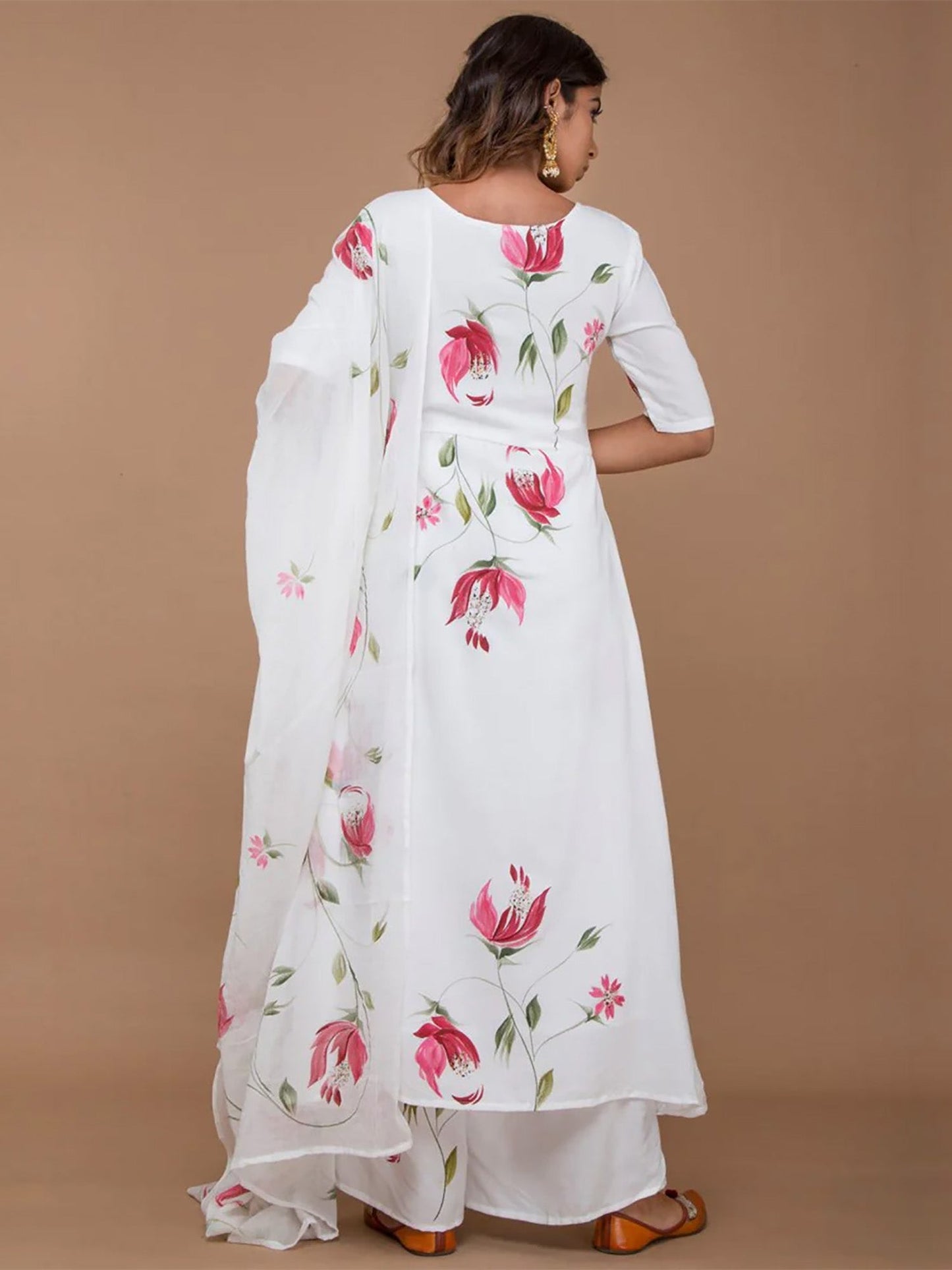 White Hand Painted Kurta Set
