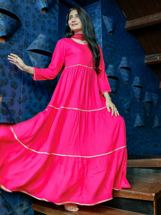 Pink Laced Kurta