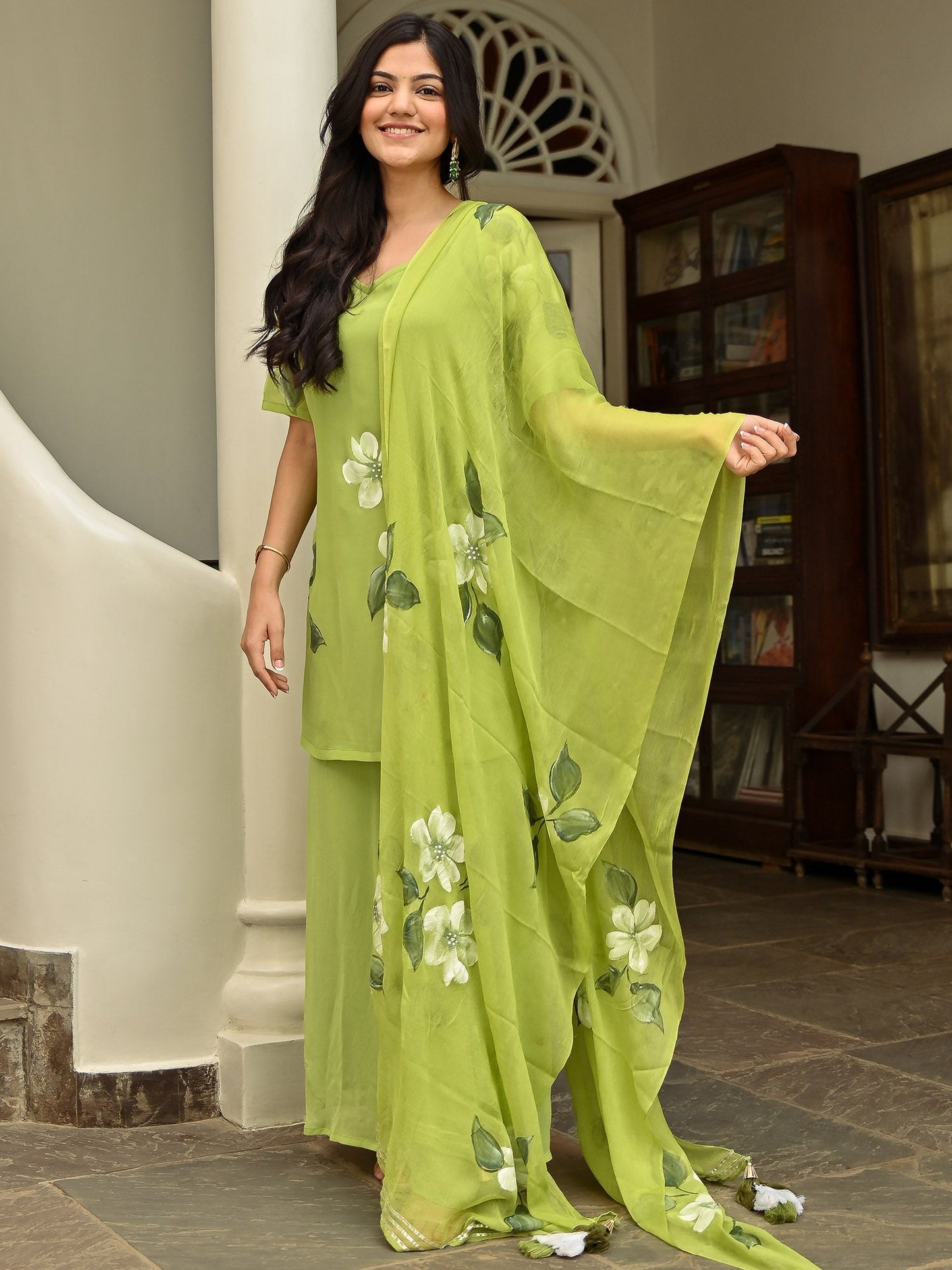 Green Handbrush Sharara Set