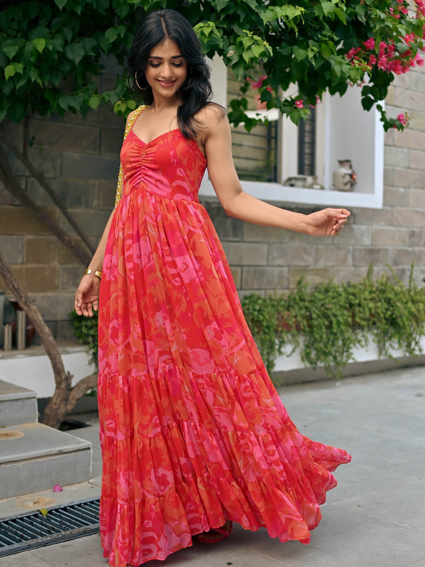 Ayla Printed Chiffon Dress