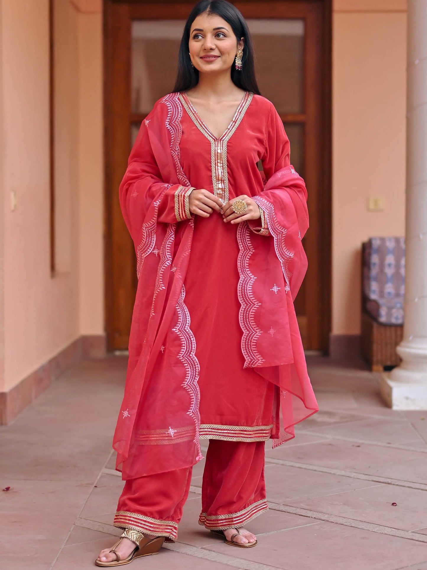 Brown Velvet Kurta Set