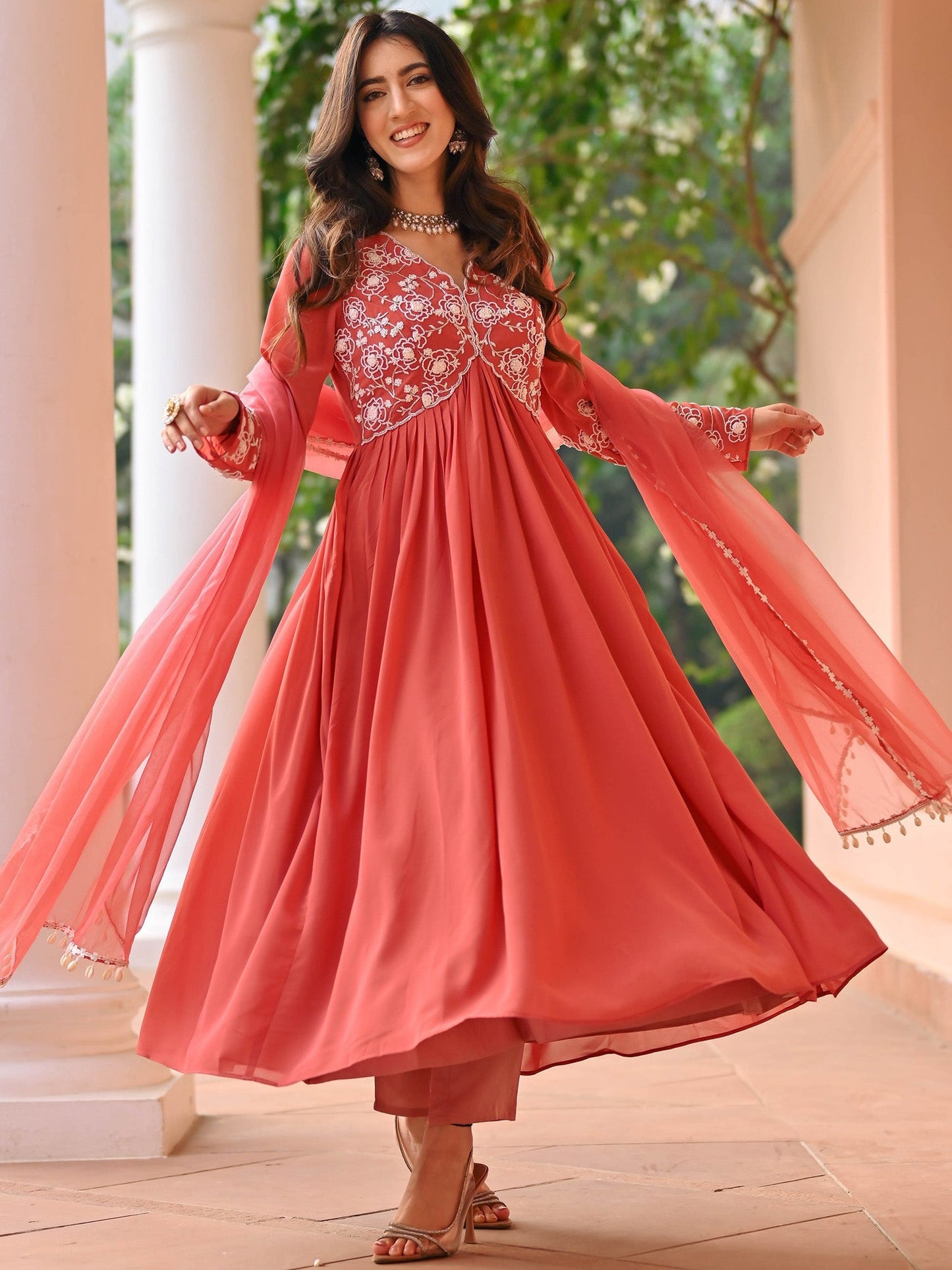 Nude Pink Anarkali Set