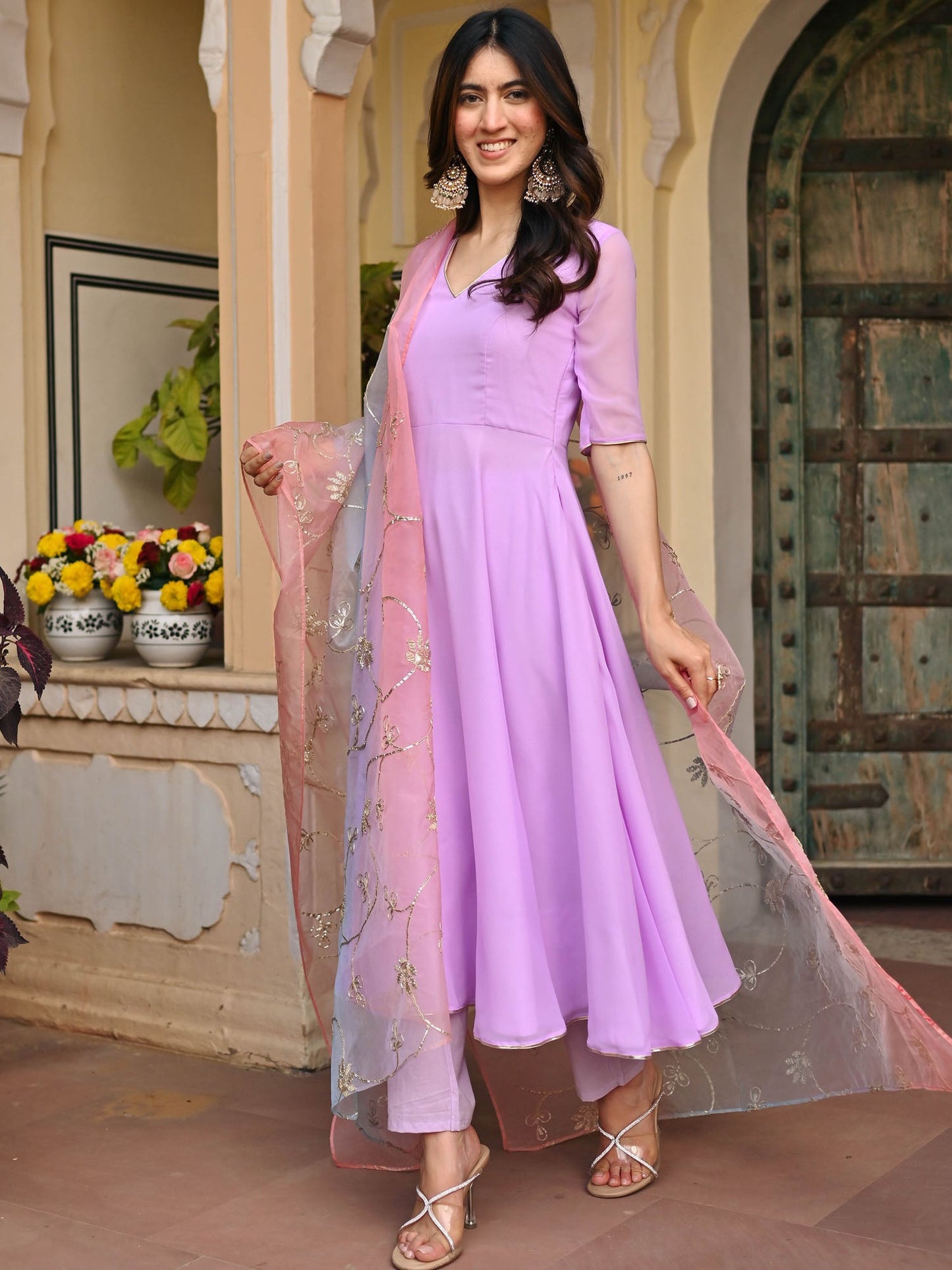 LAVENDAR OMBRE ANARKALI SET