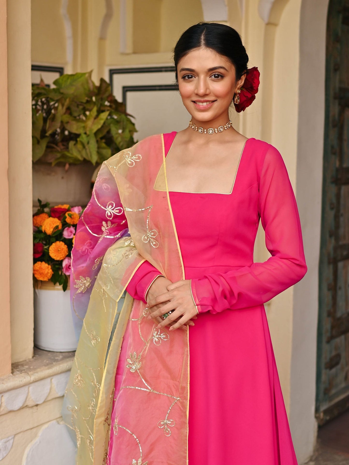 PINK OMBRE ANARKALI SET