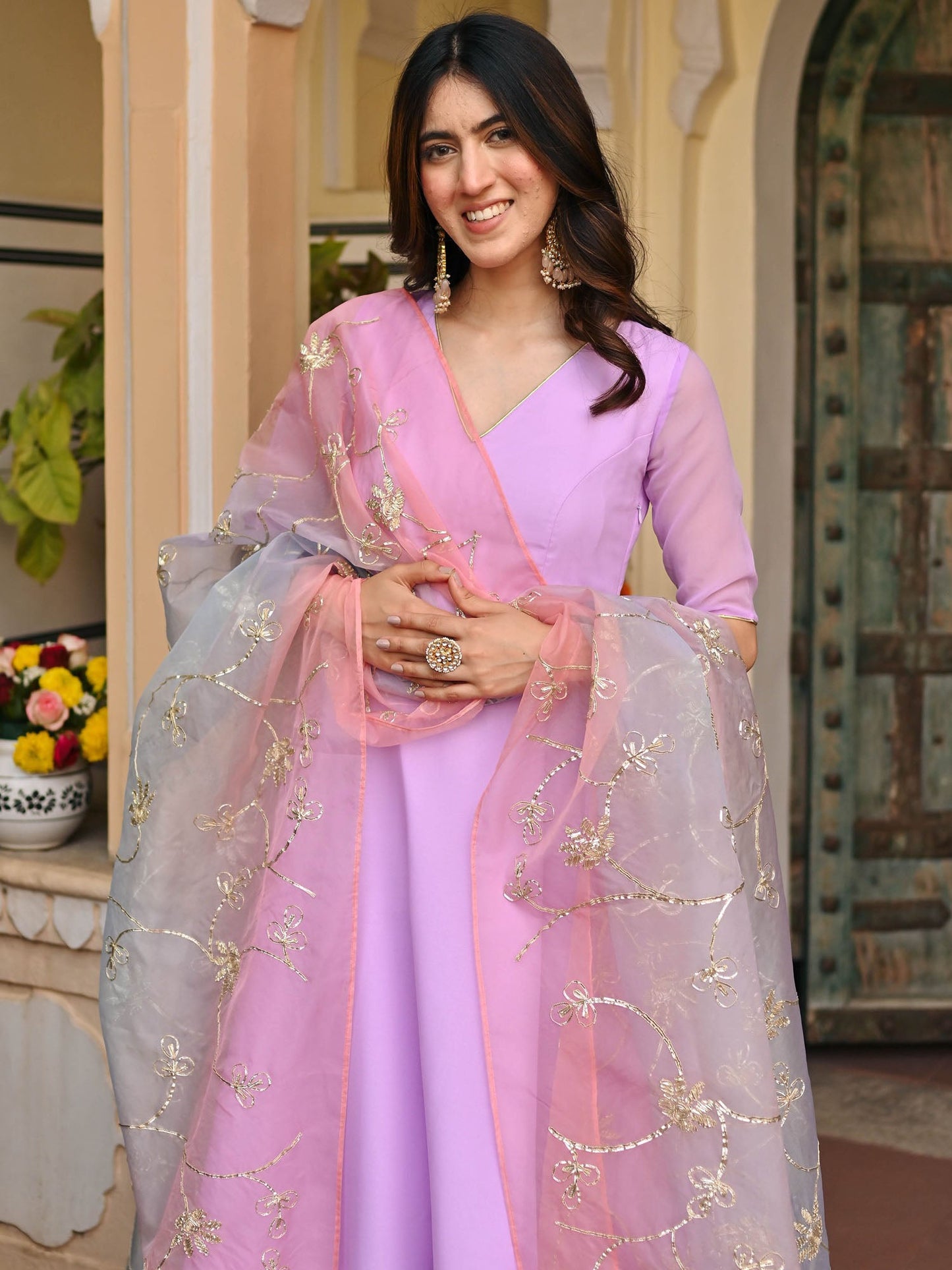 LAVENDAR OMBRE ANARKALI SET