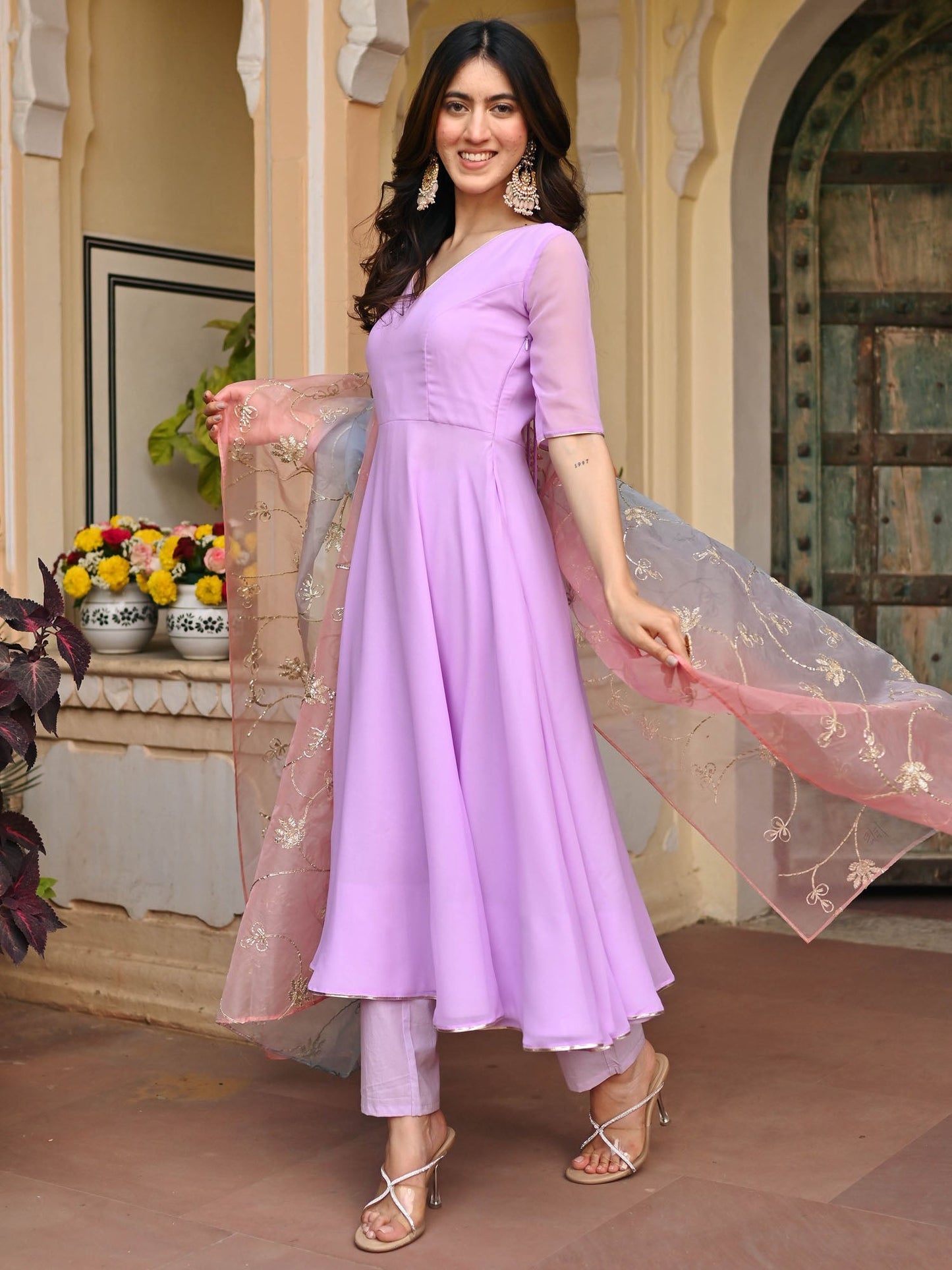 LAVENDAR OMBRE ANARKALI SET