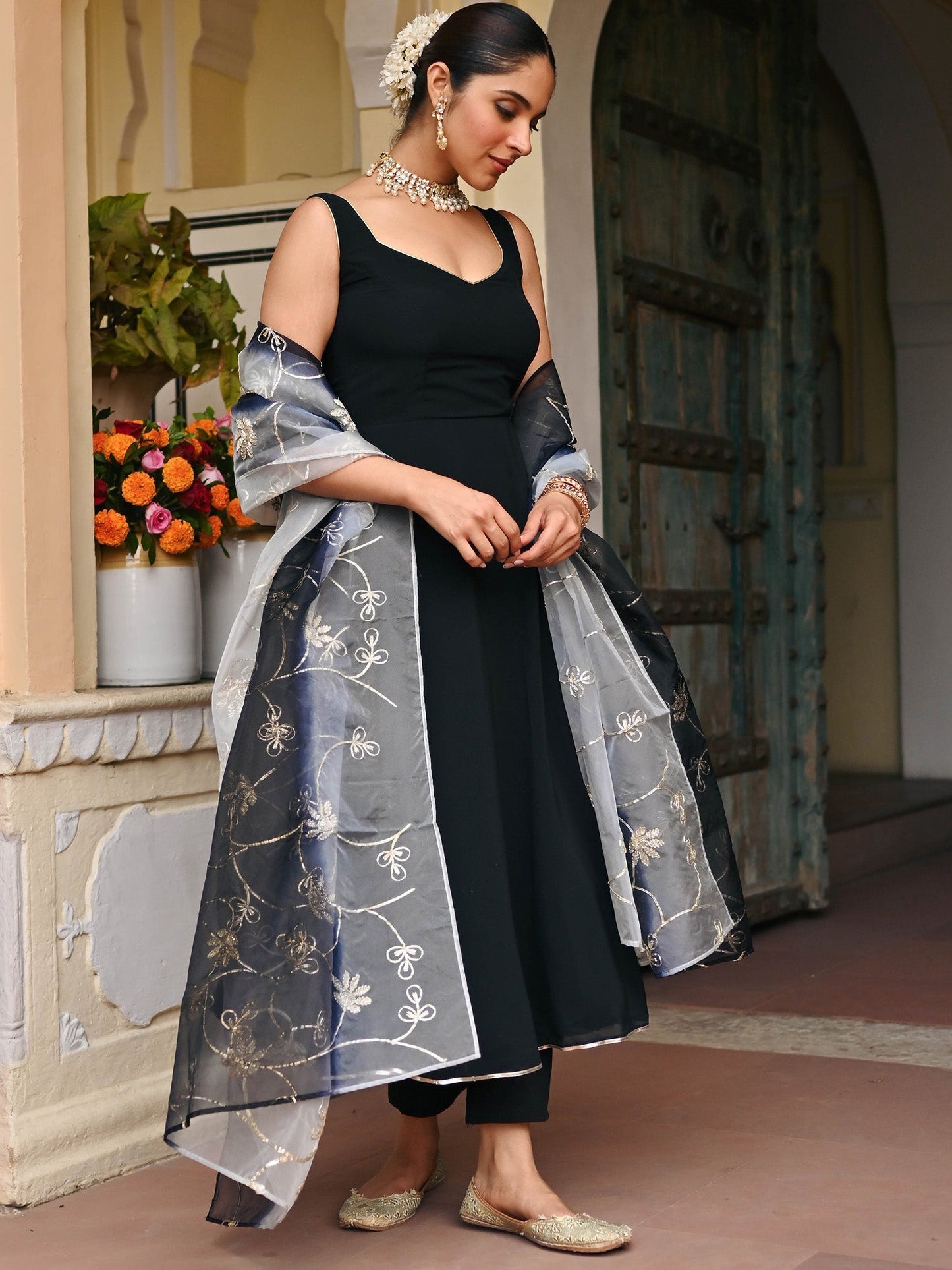 BLACK OMBRE ANRKALI SET