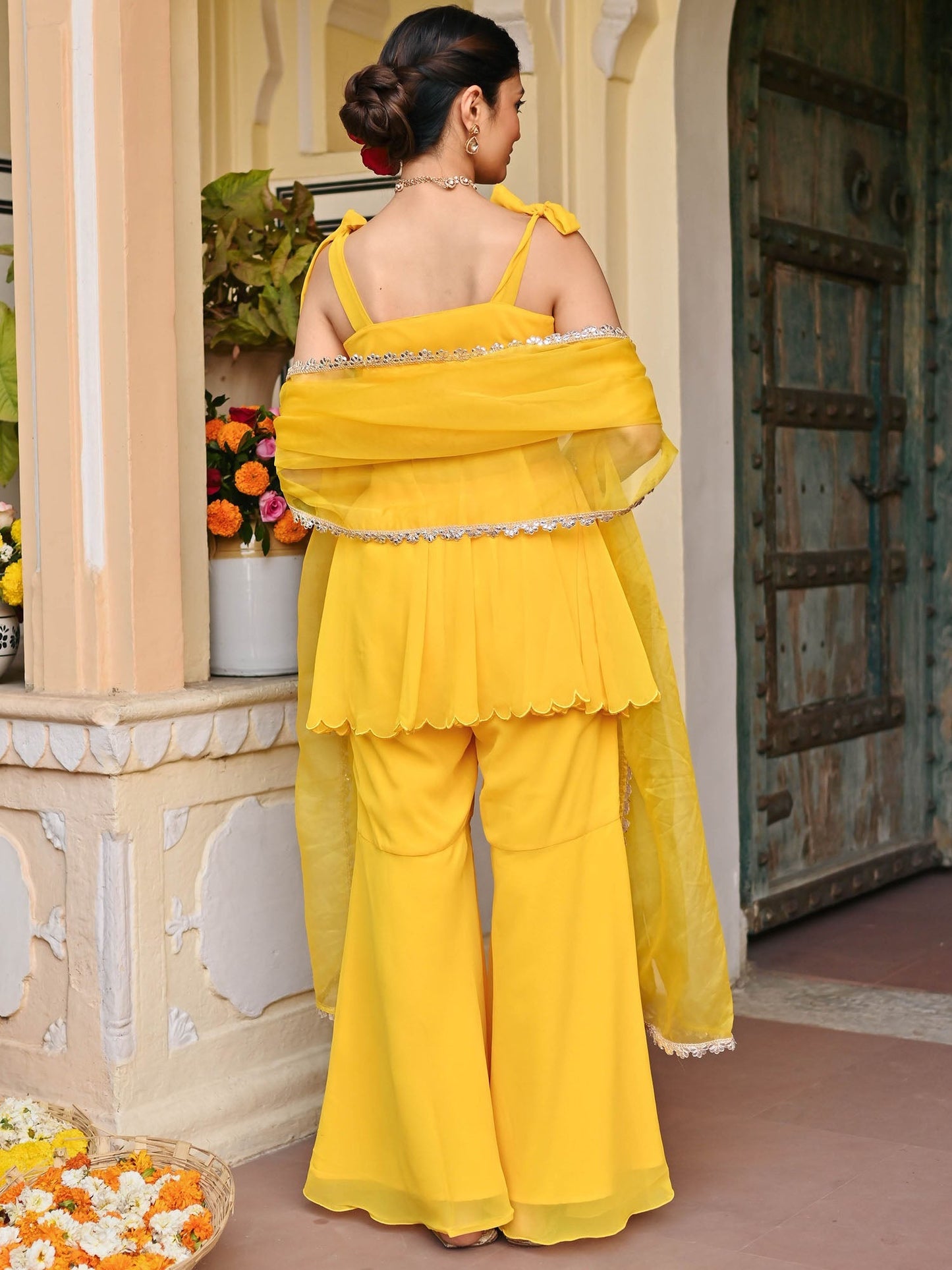 Yellow Mirror Sharara Set