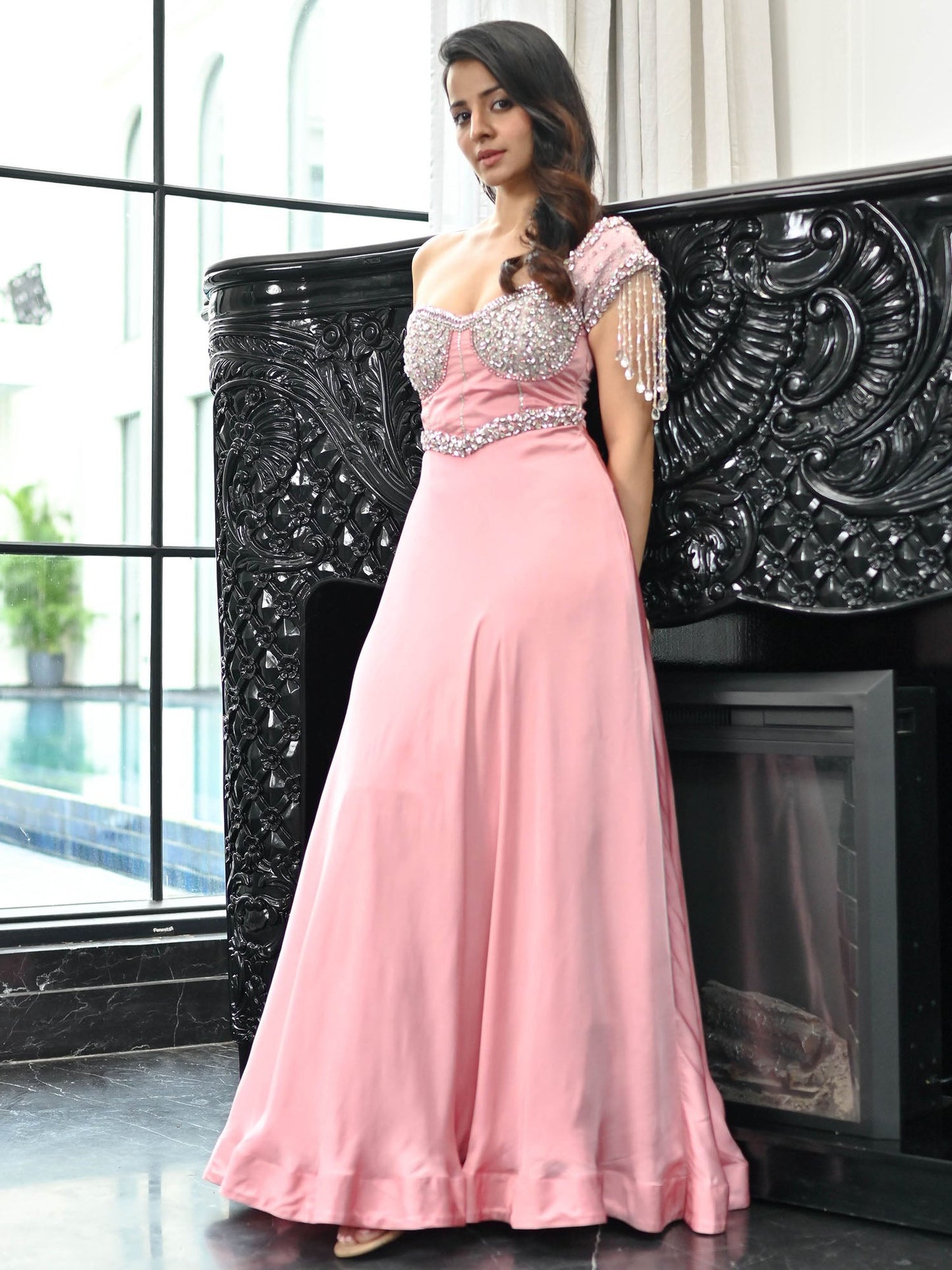 Crystal Couture Pink Long Ball Gown