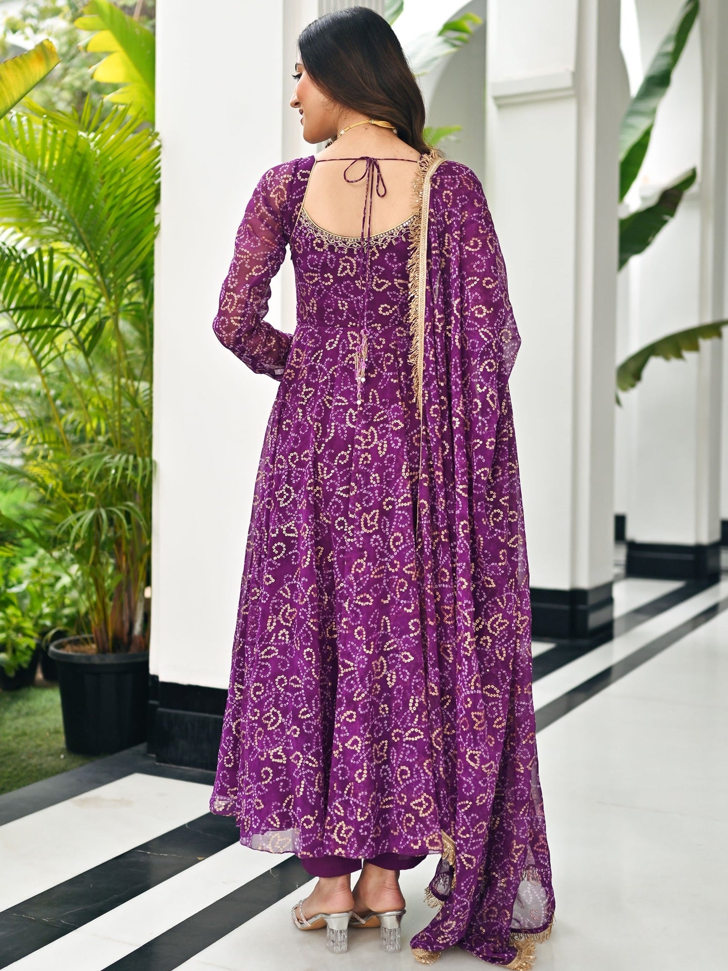 BHANDHEJ BAAGH Purple Anarkali Set