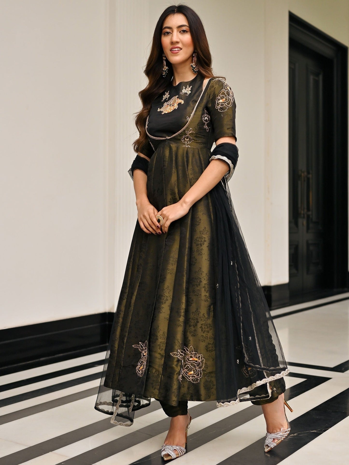 The Royals Black Anarkali Set