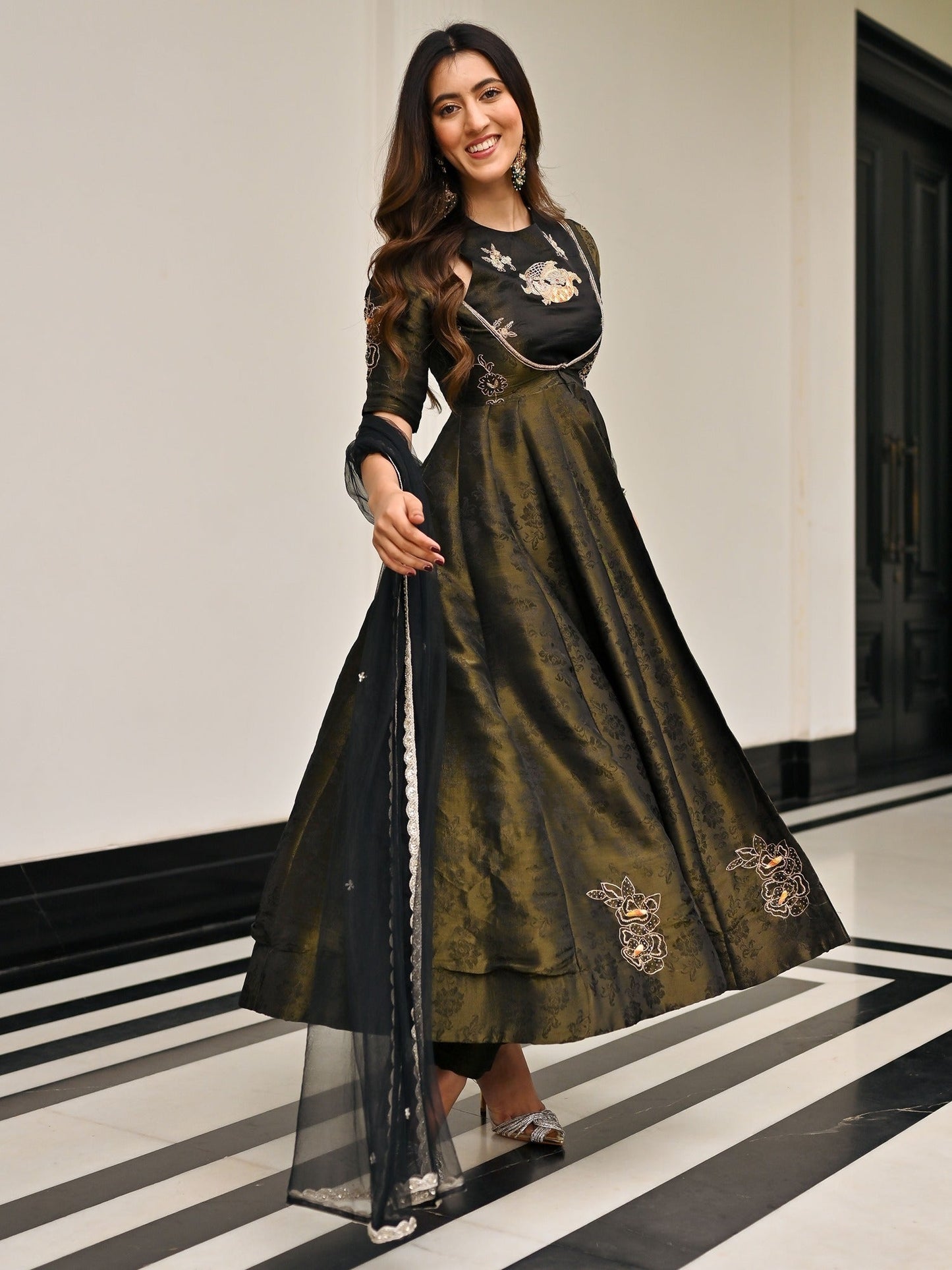 The Royals Black Anarkali Set