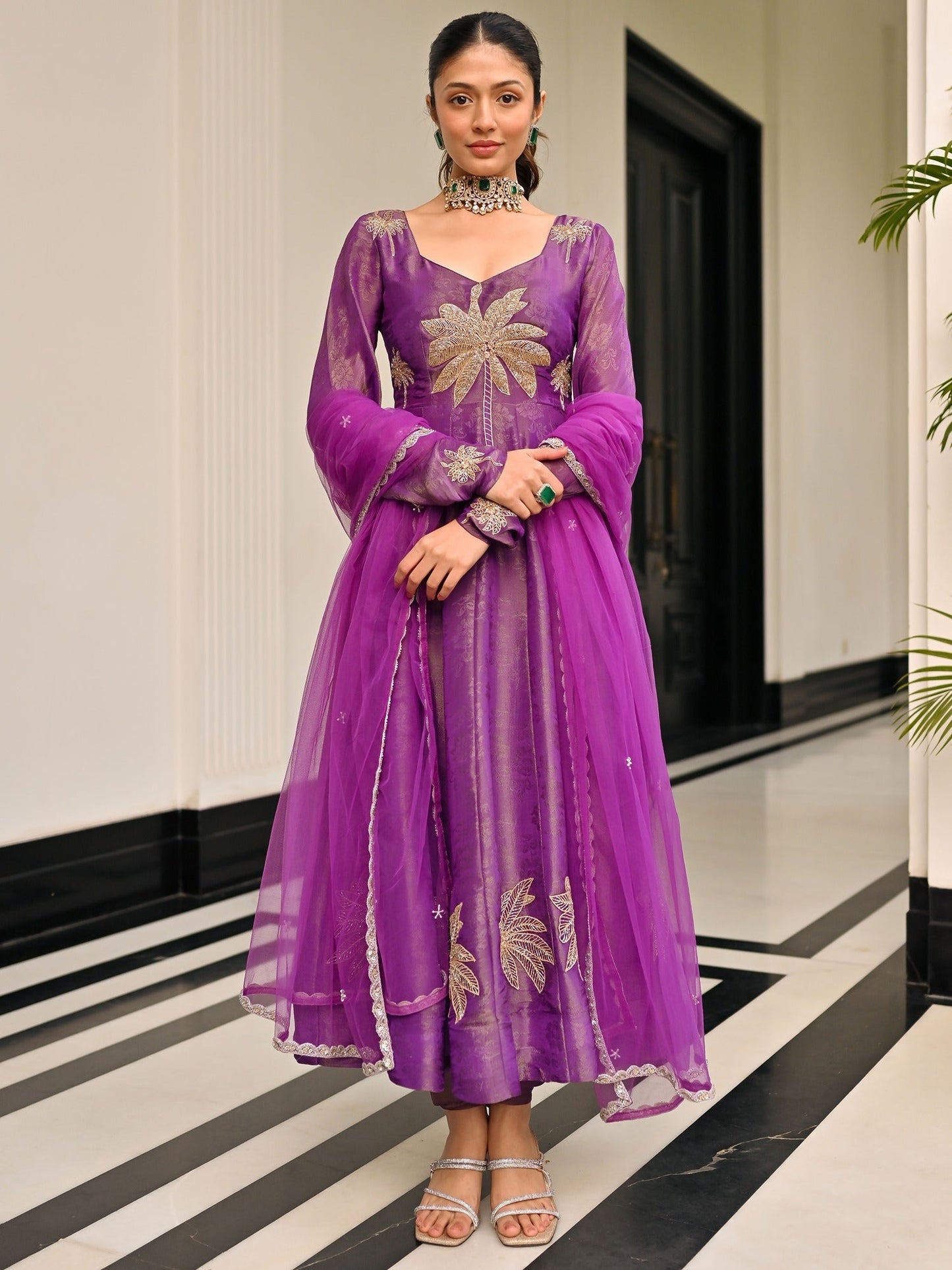 The Royals Purple Anarkali Set