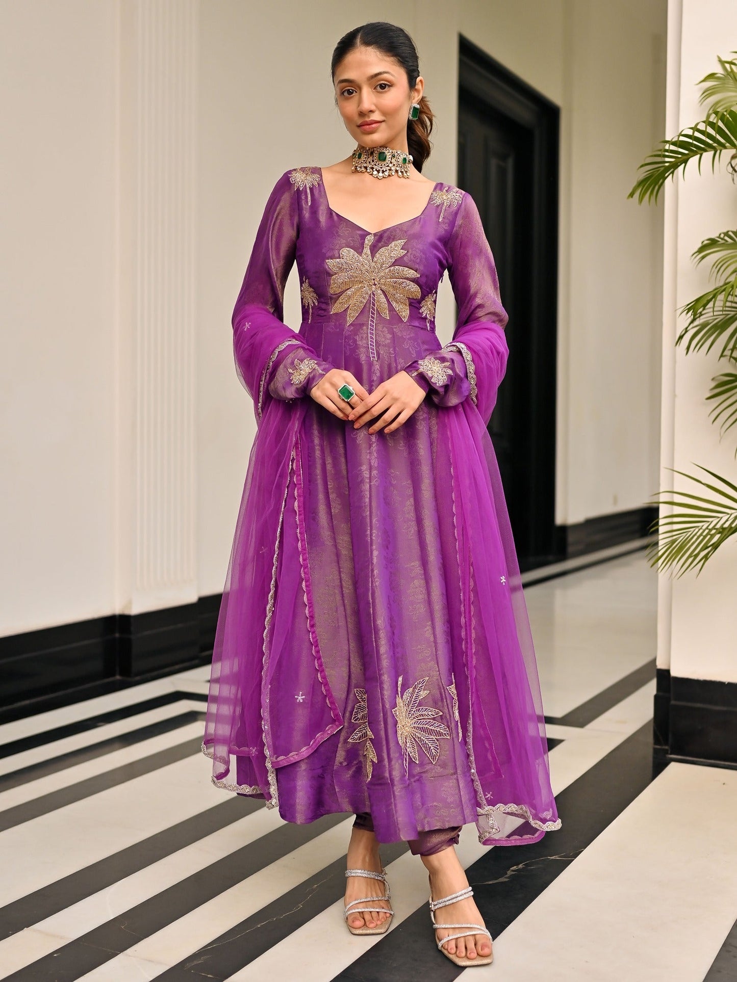The Royals Purple Anarkali Set