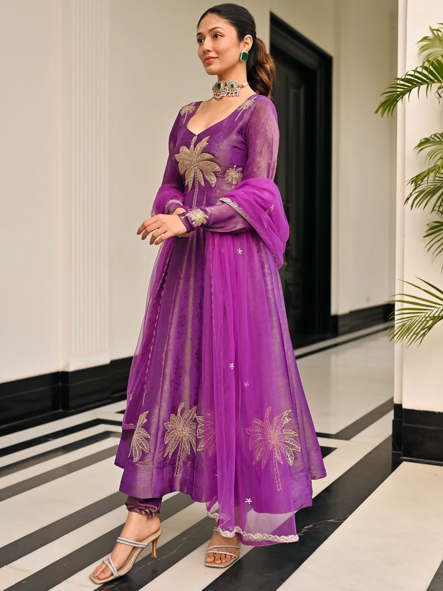The Royals Purple Anarkali Set