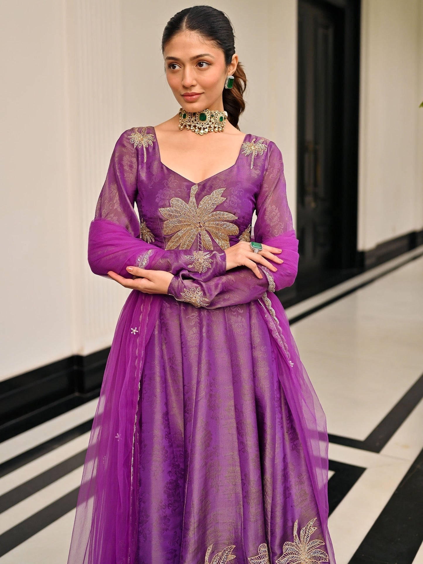 The Royals Purple Anarkali Set