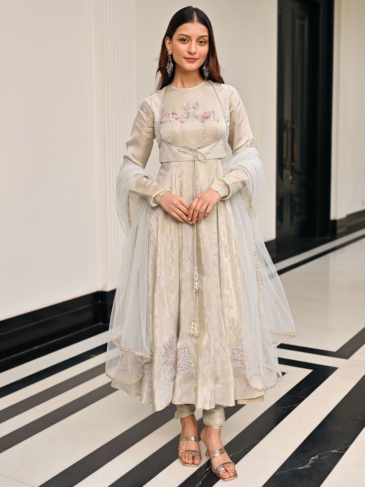 The Royals White Anarkali Set