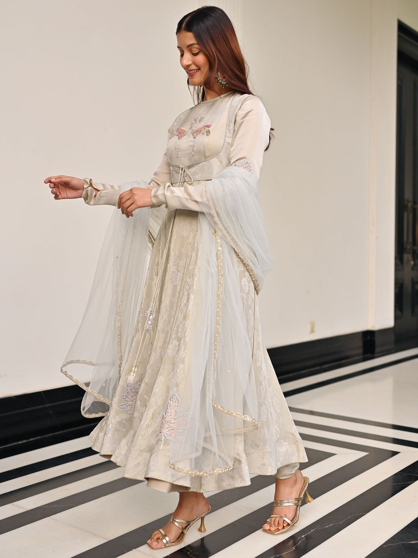 The Royals White Anarkali Set