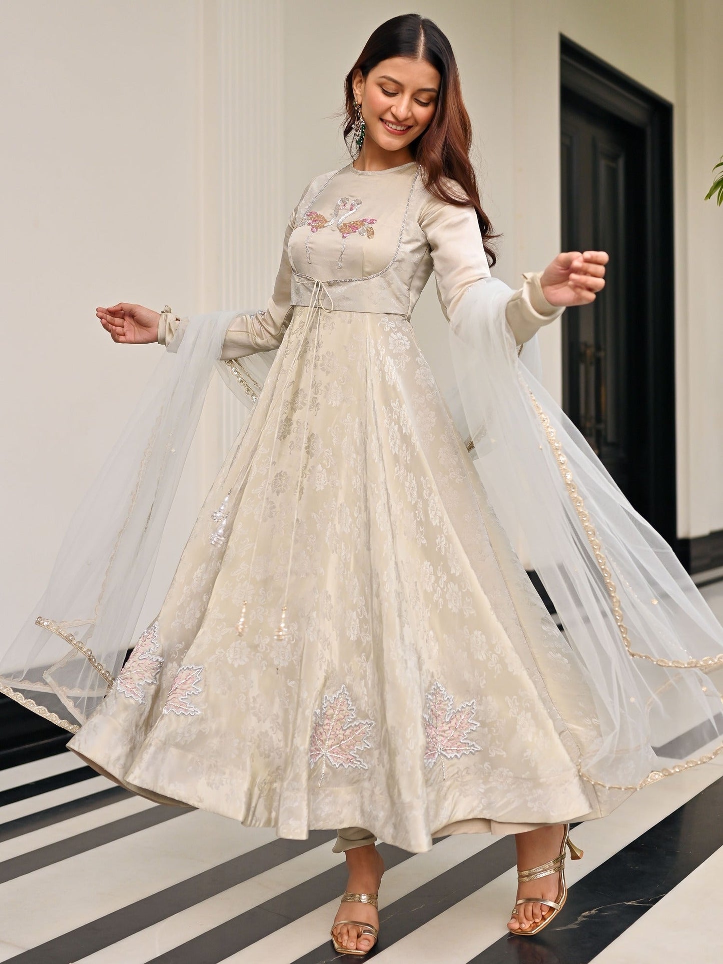 The Royals White Anarkali Set