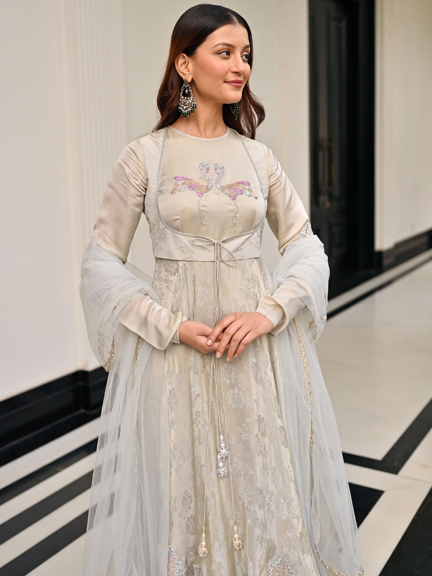 The Royals White Anarkali Set