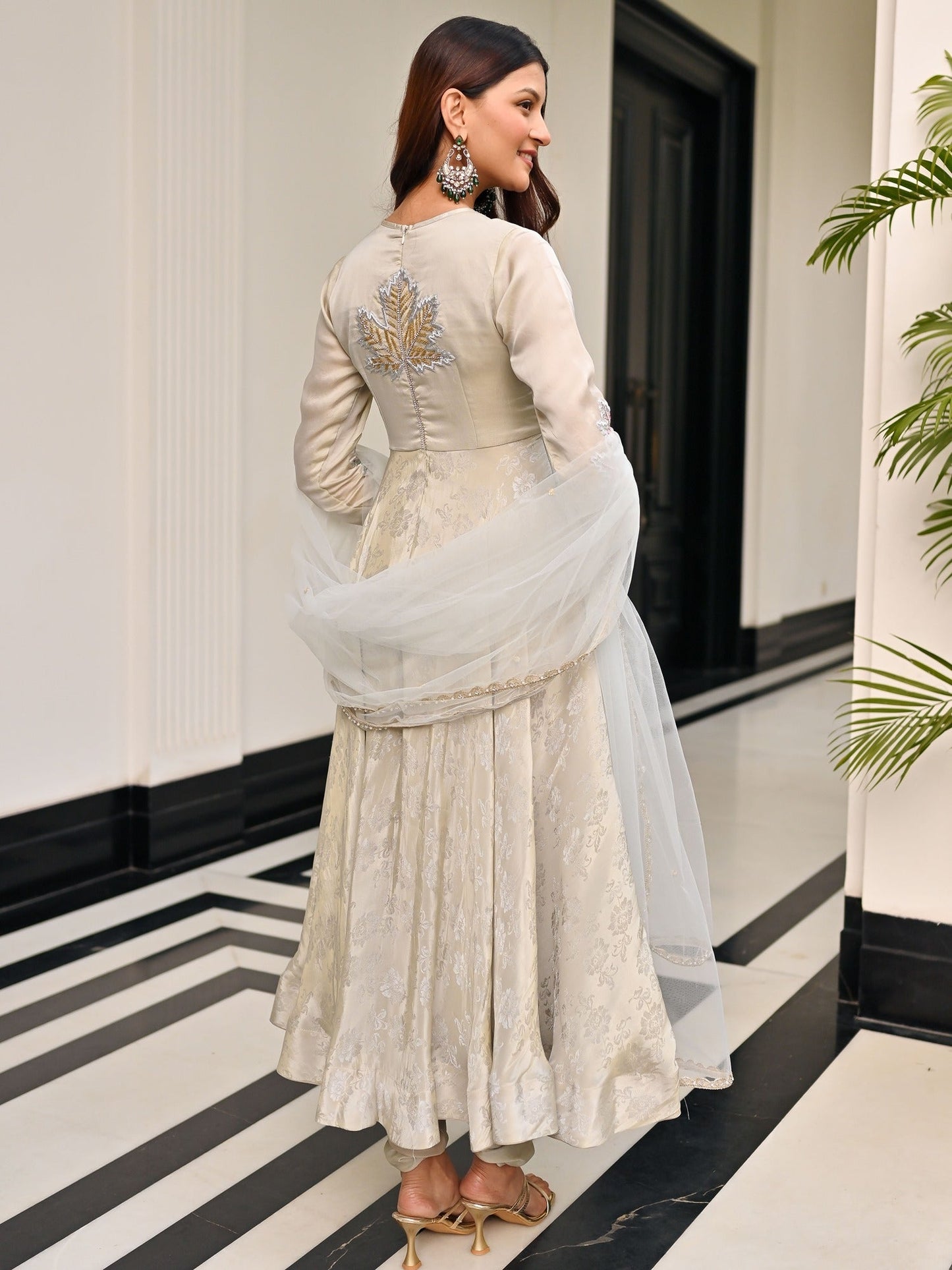 The Royals White Anarkali Set
