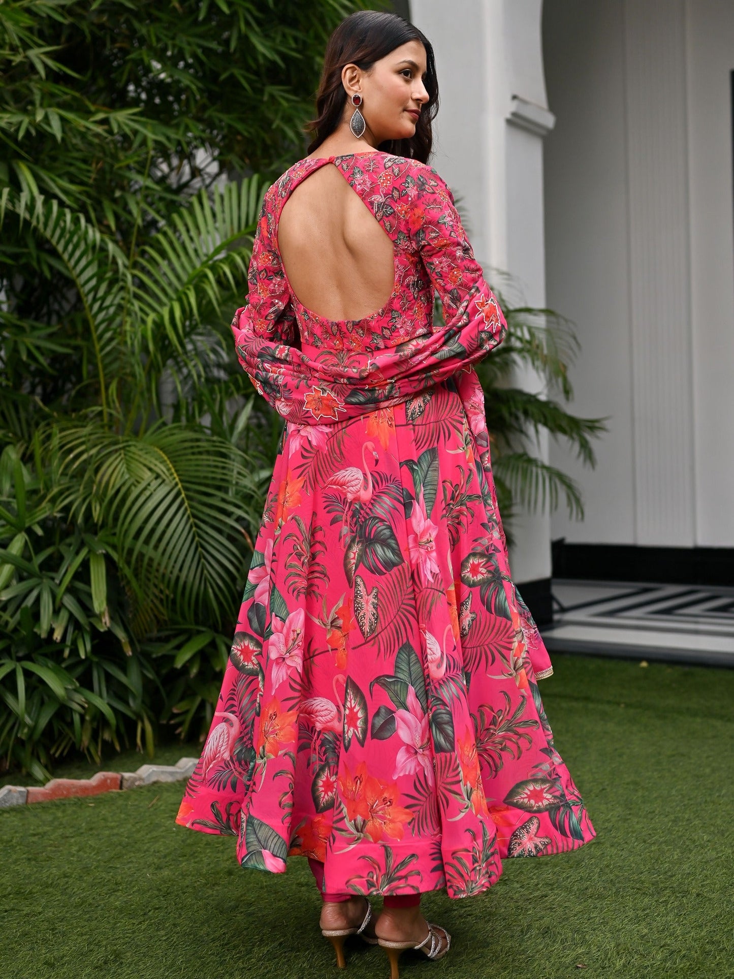 Tropical Radiance Pink Anarkali set