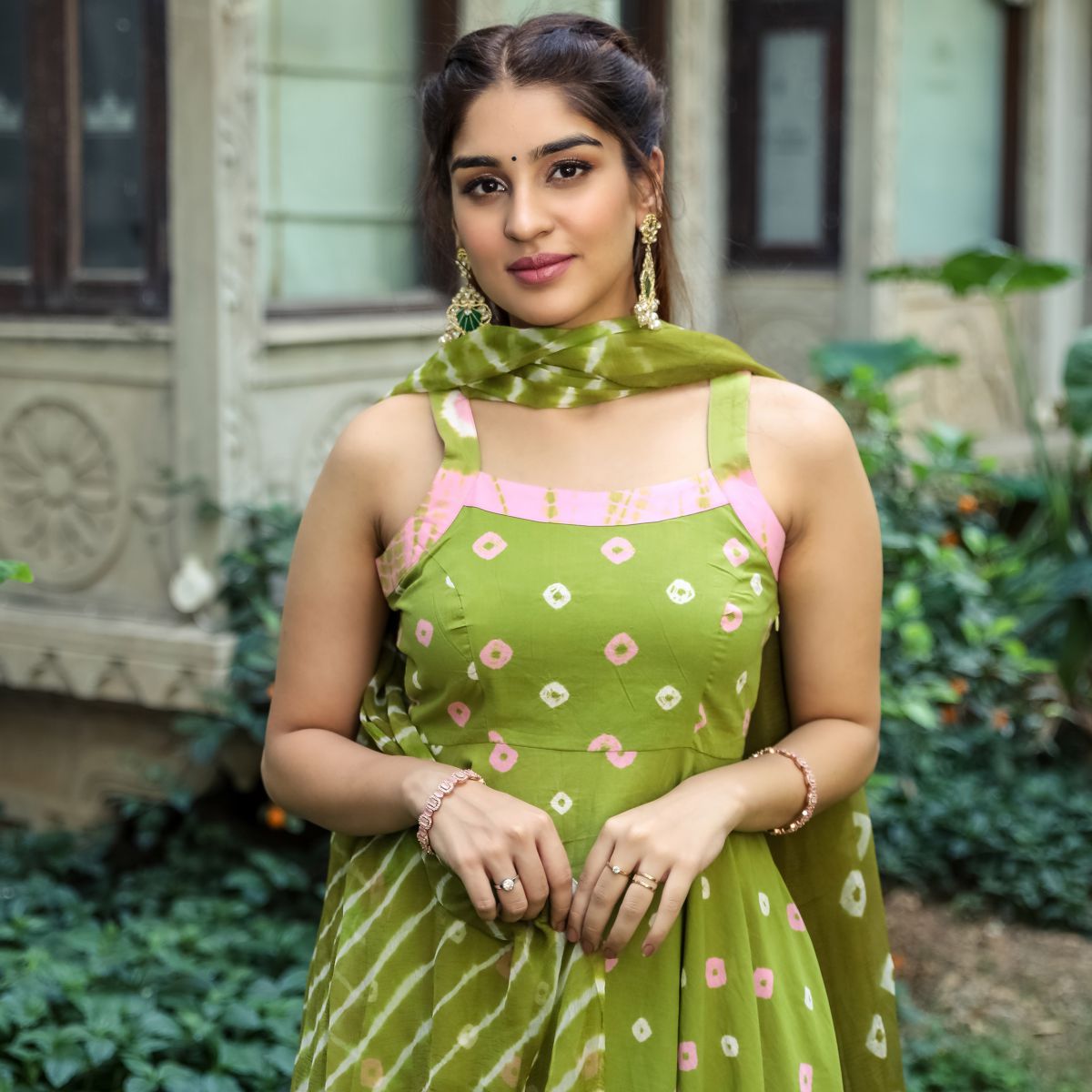 Green Bandhani Cotton Set