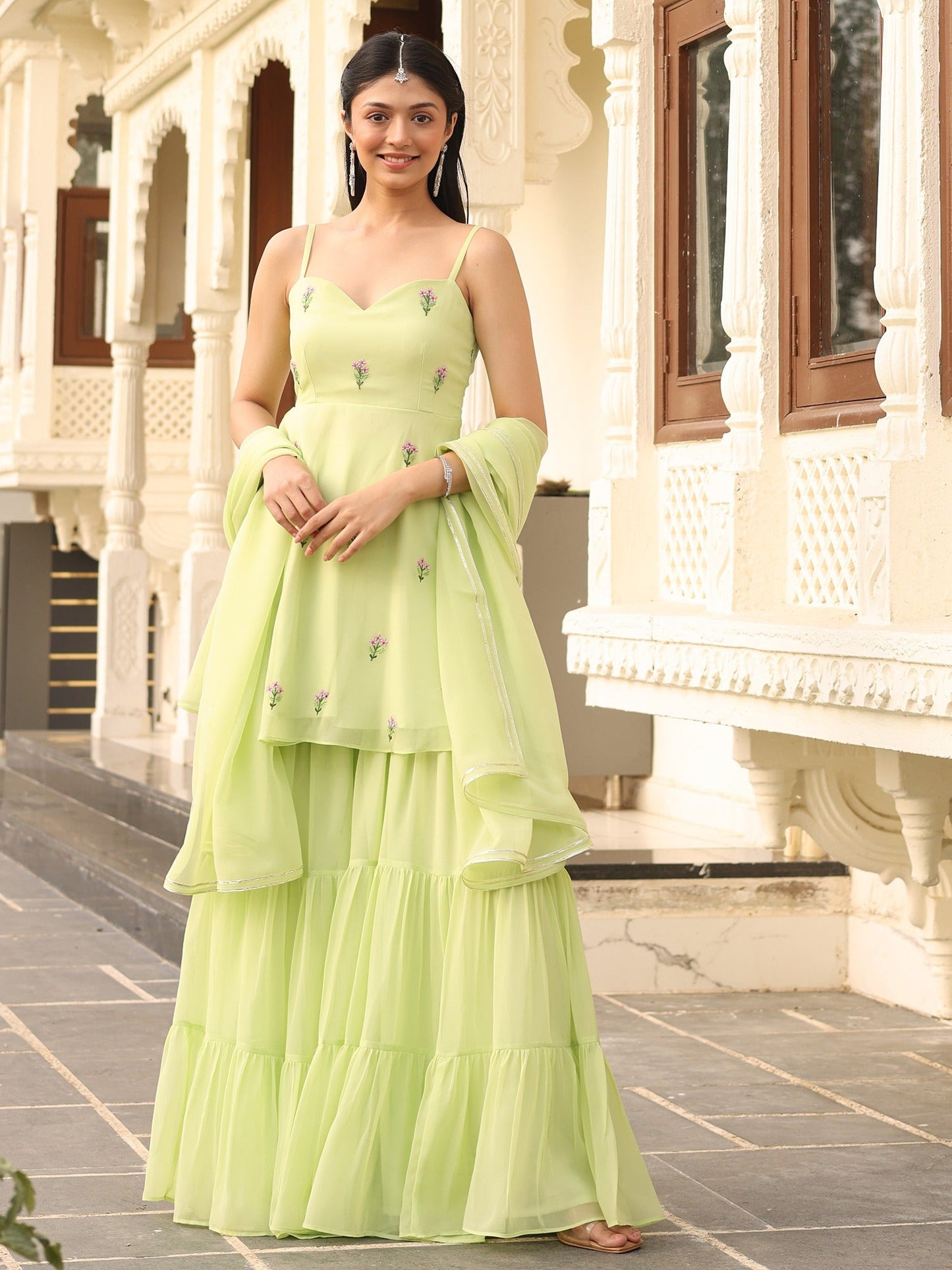 Poo's Iconic Green Sharara Set