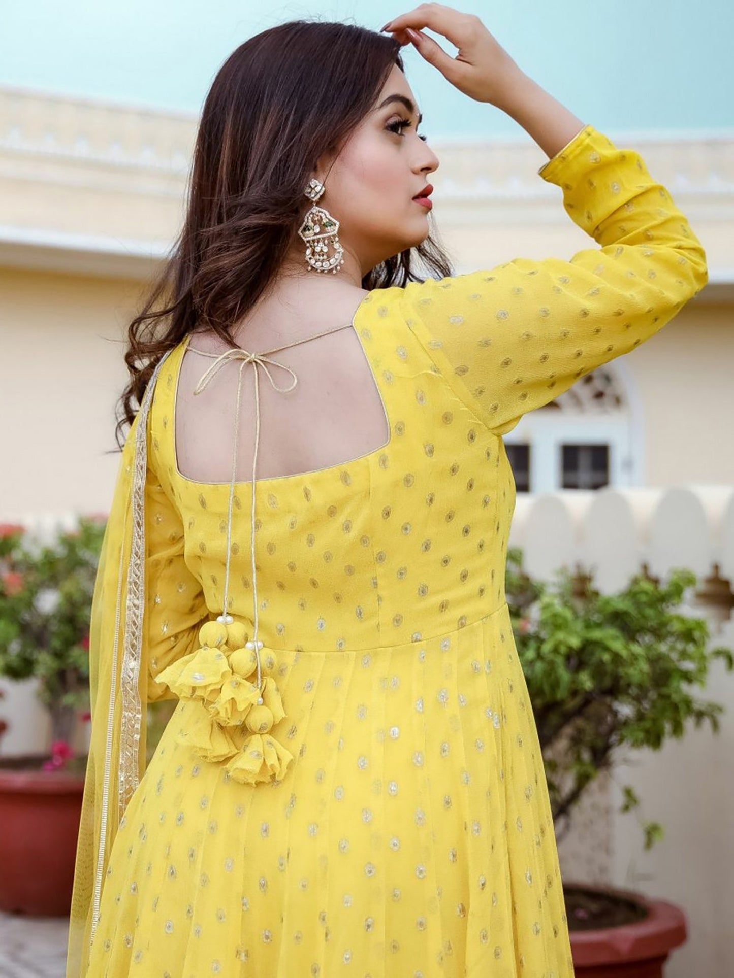 Yellow Georgette Anarkali Set