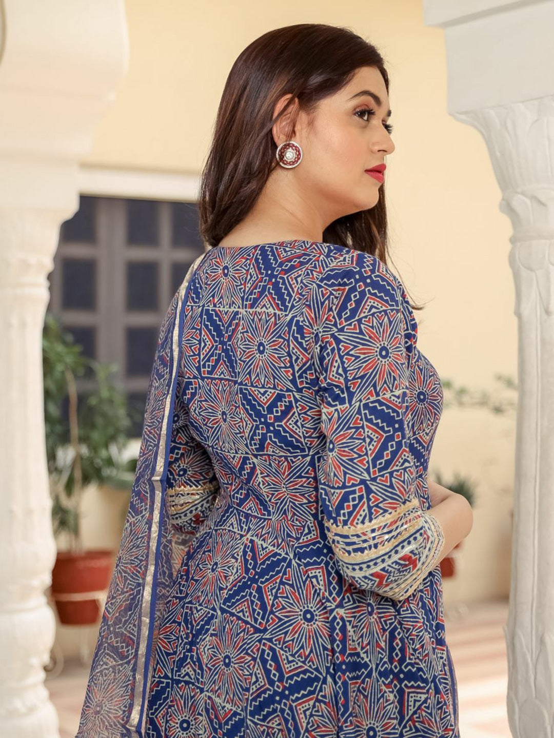 Bagru Printed Anarkali Set