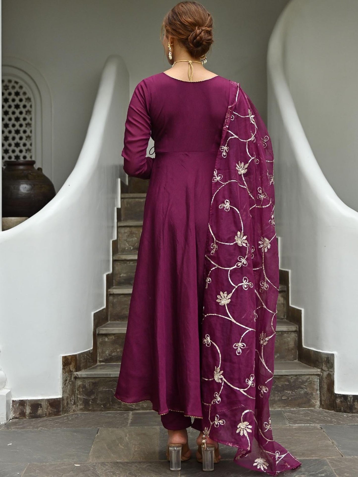 Wine Silk Angrakha Set