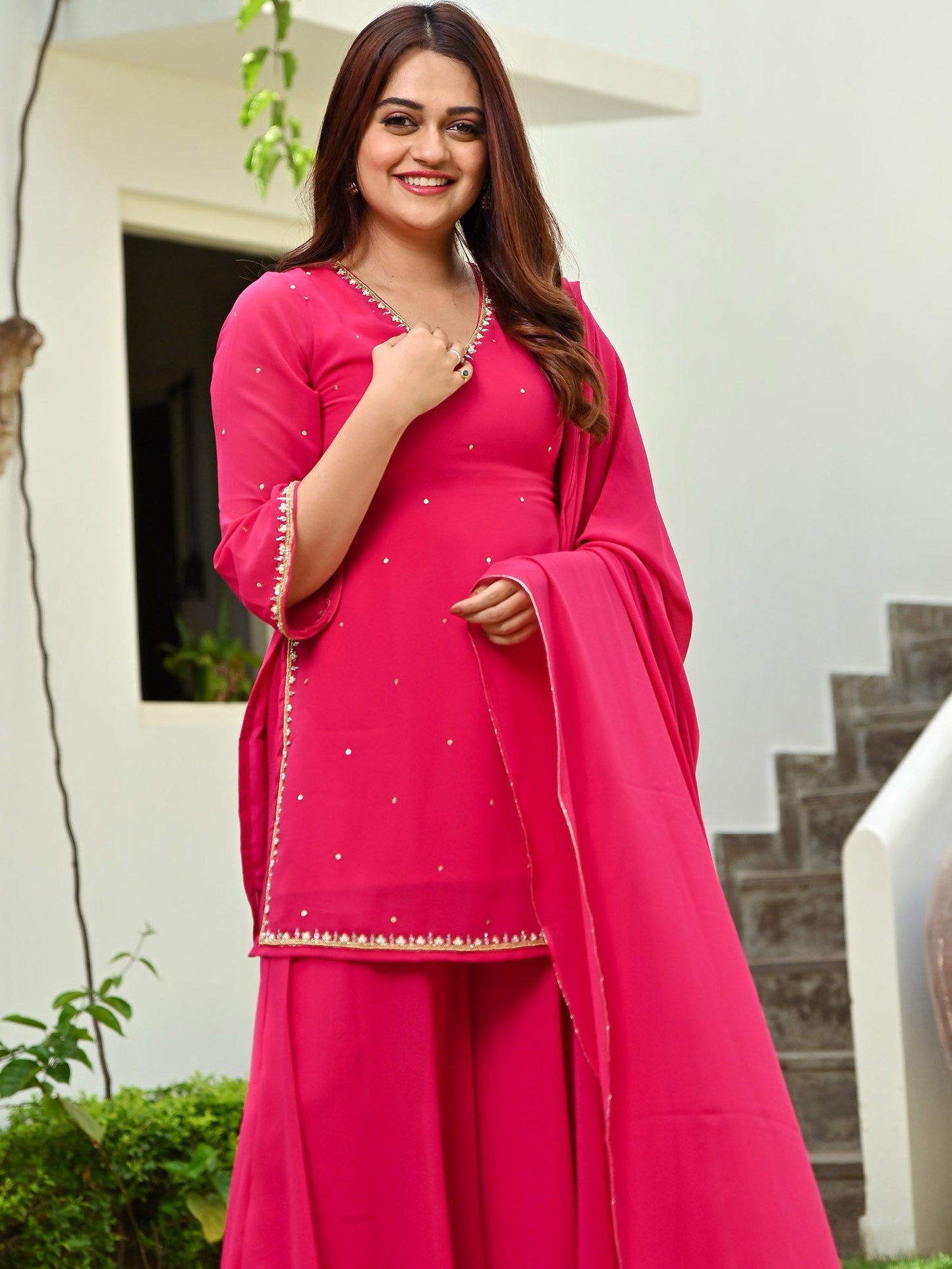 Pink Georgette  Sharara Set