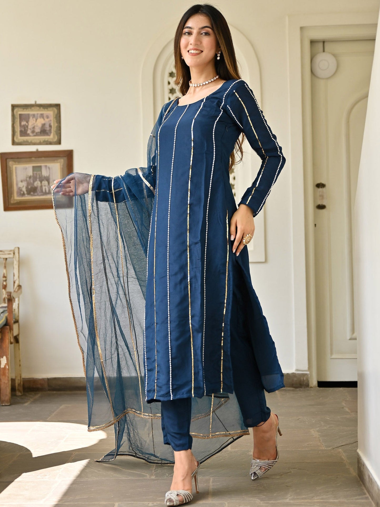 Blue Handwork Kurta Set