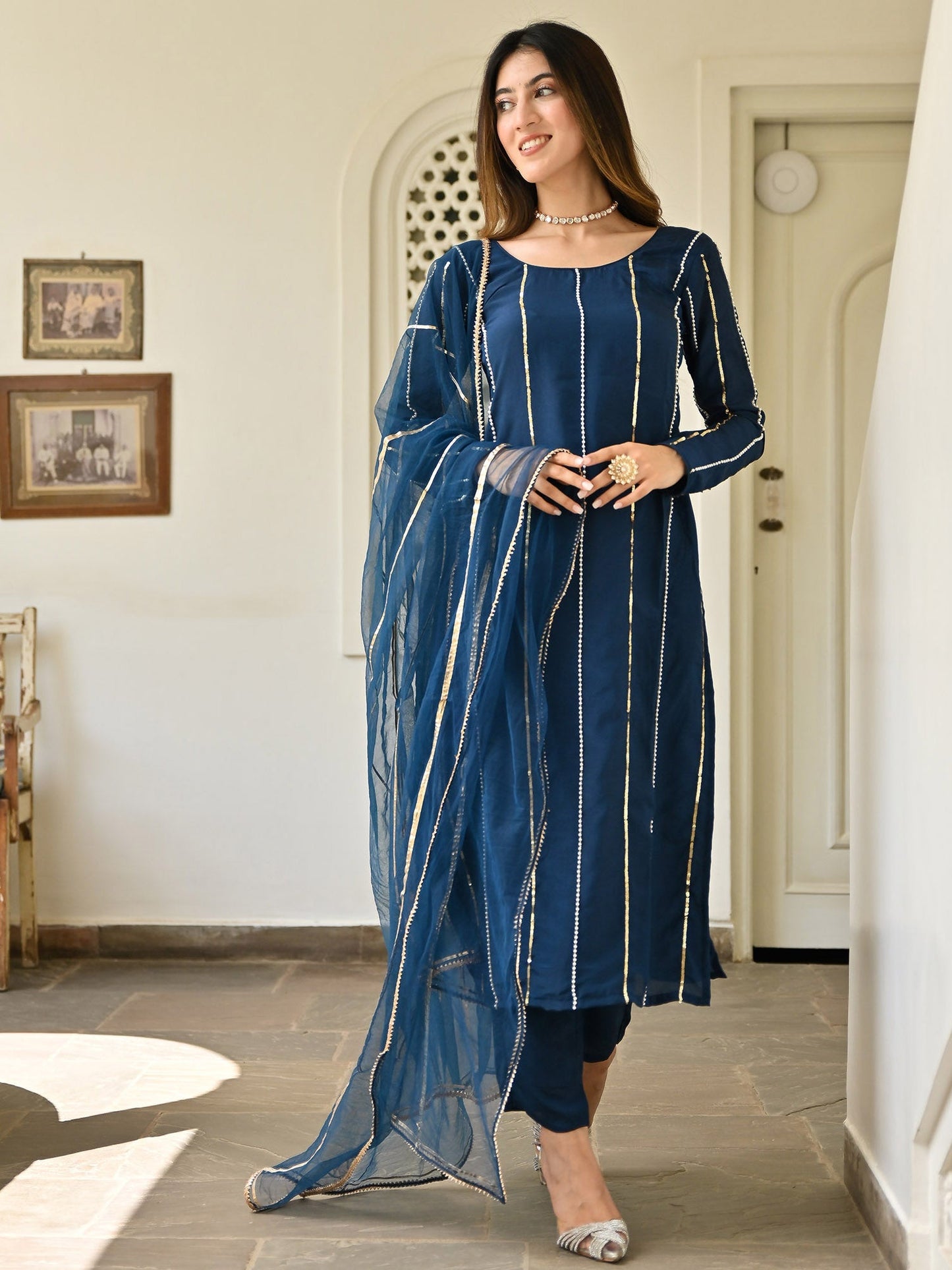 Blue Handwork Kurta Set