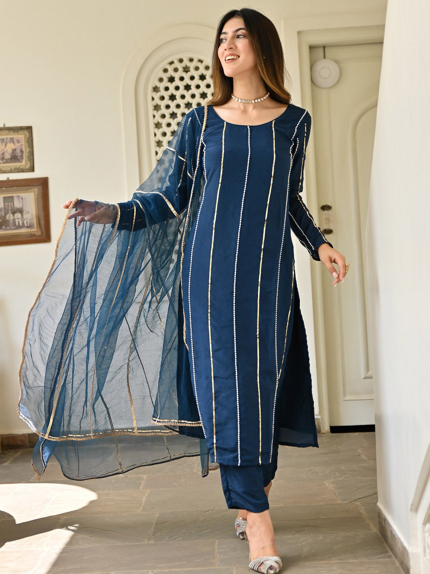 Blue Handwork Kurta Set