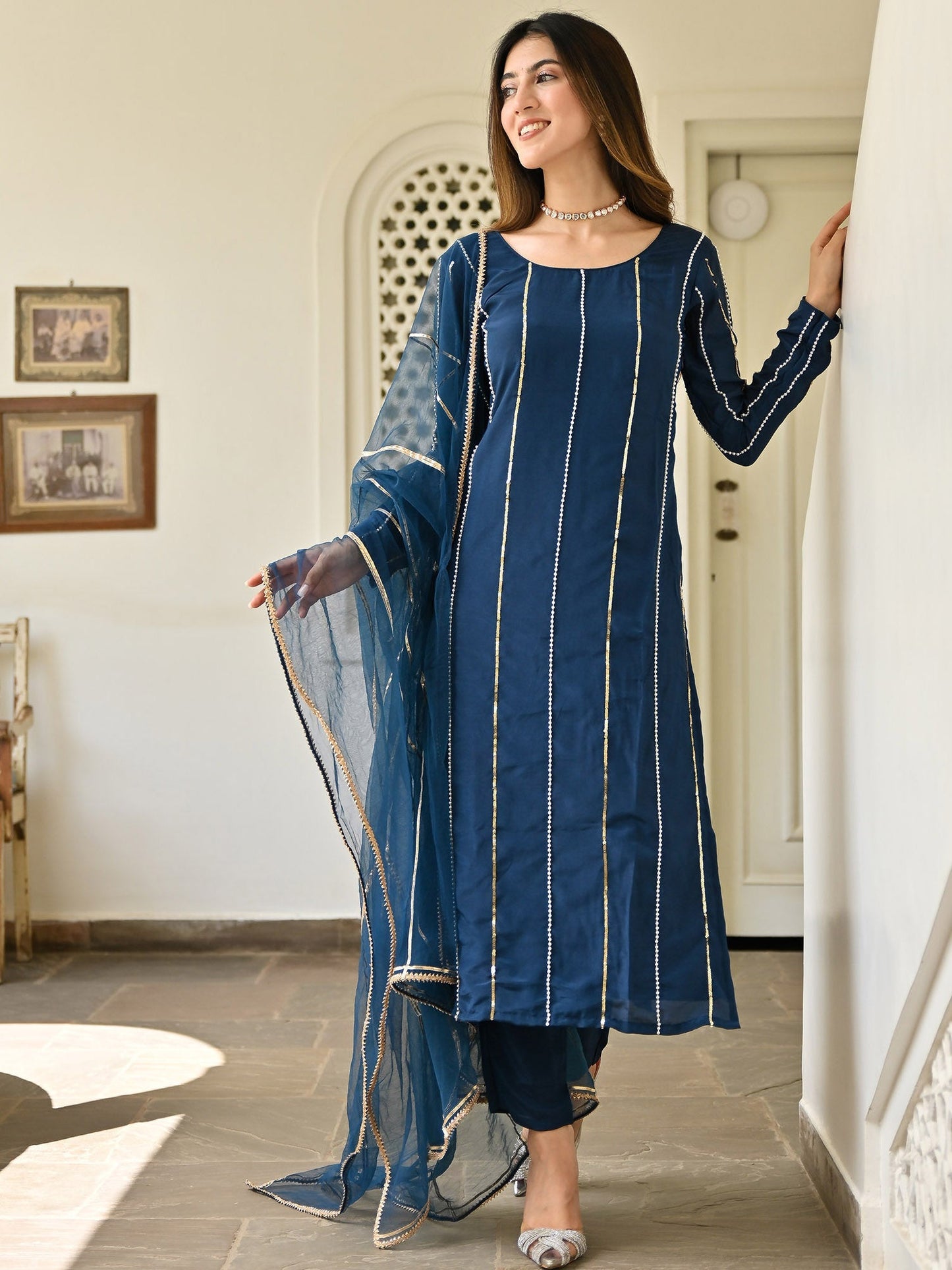 Blue Handwork Kurta Set