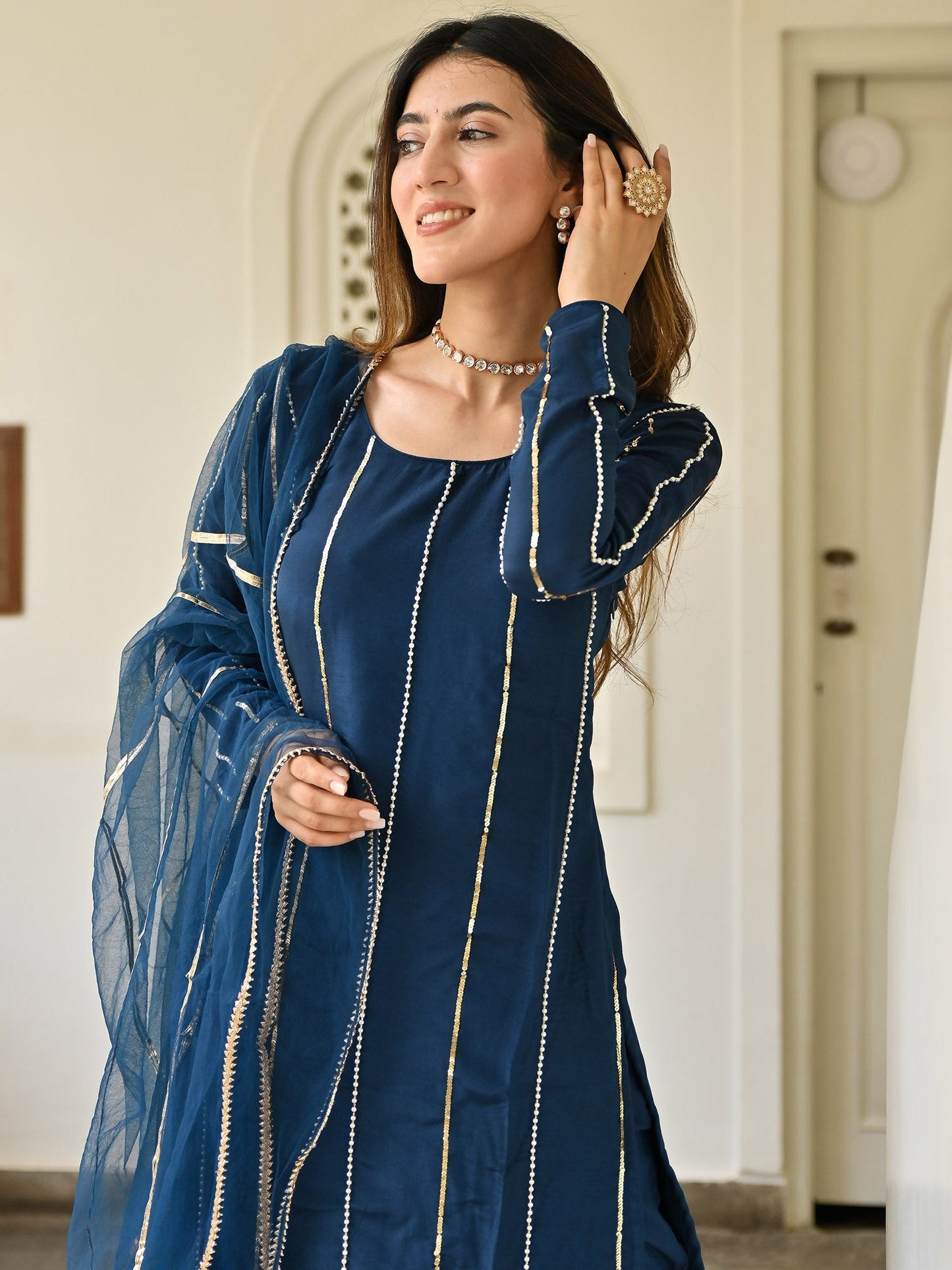 Blue Handwork Kurta Set