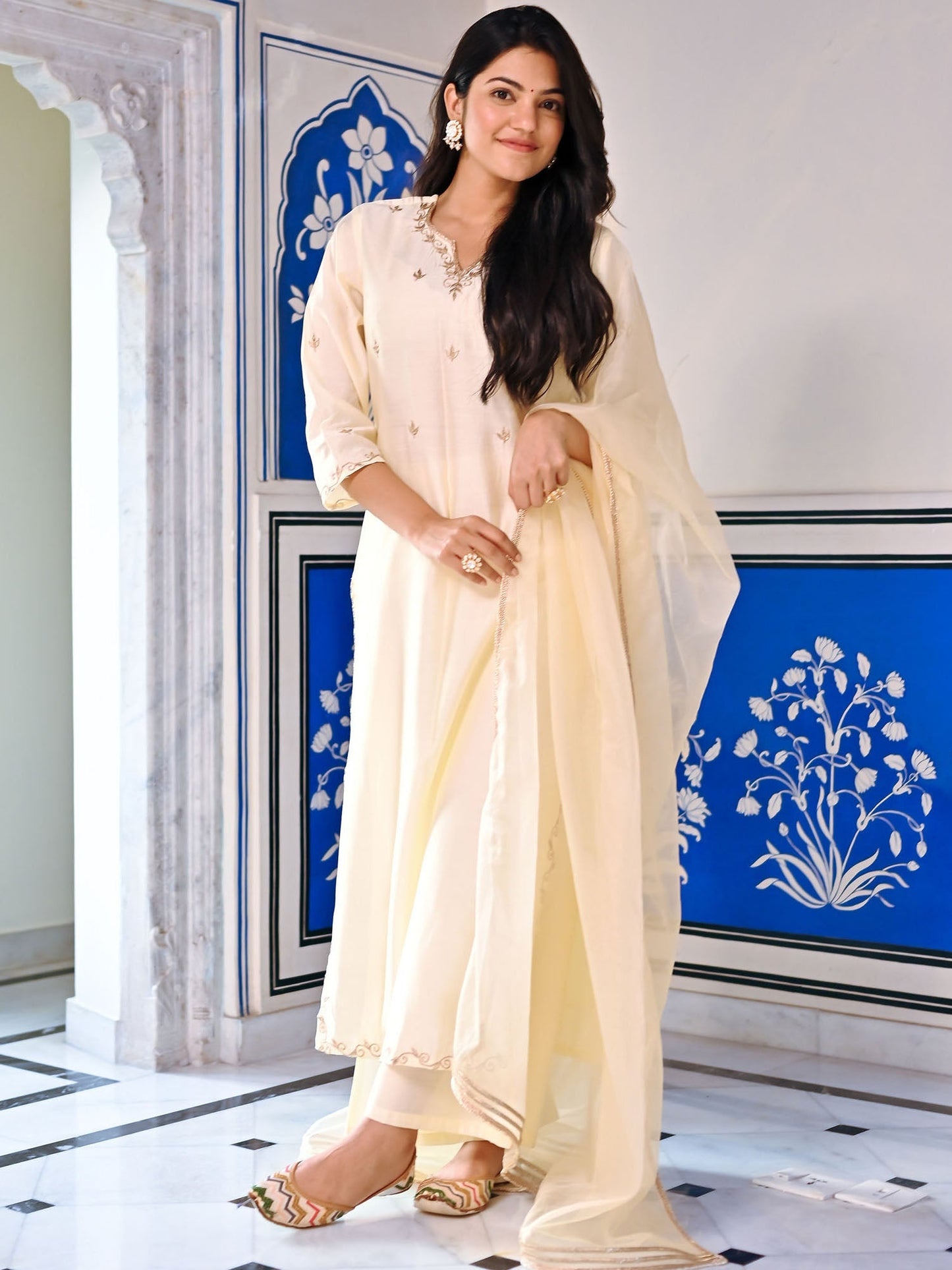 Ivory Gota Patti Kurta Set