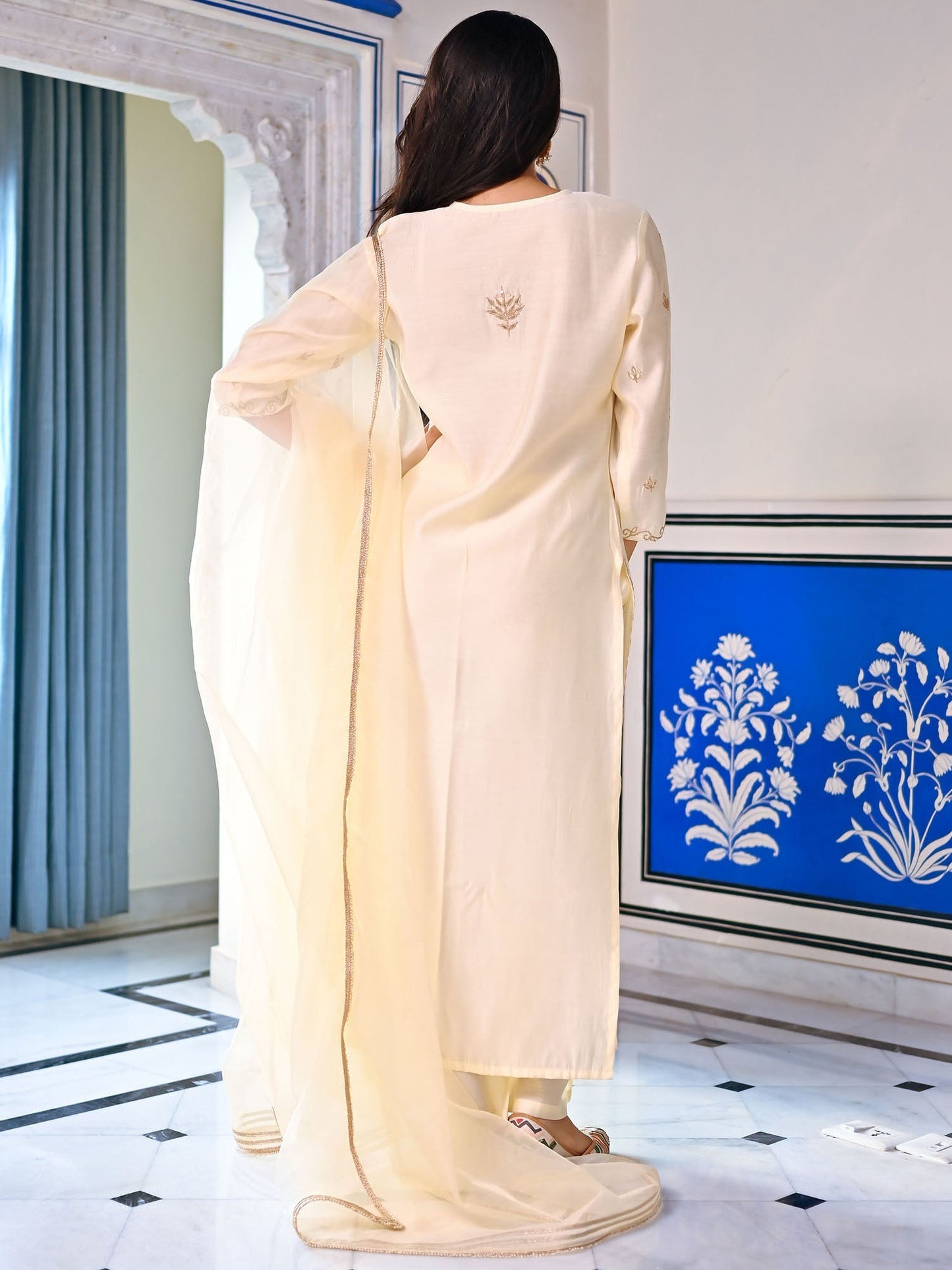 Ivory Gota Patti Kurta Set